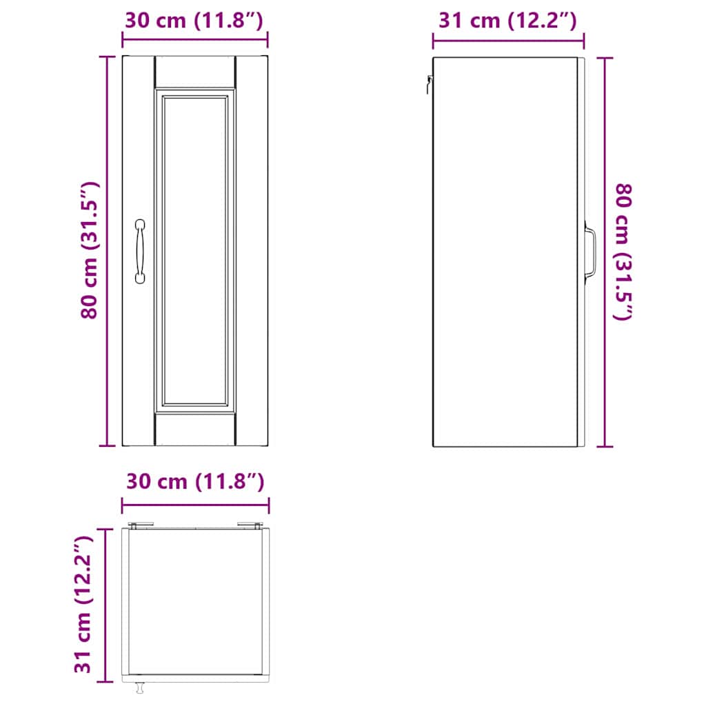 Ormar za Zid 2 pcs Staro drvo 30 x 31 x 80 cm Konstruirano drvo