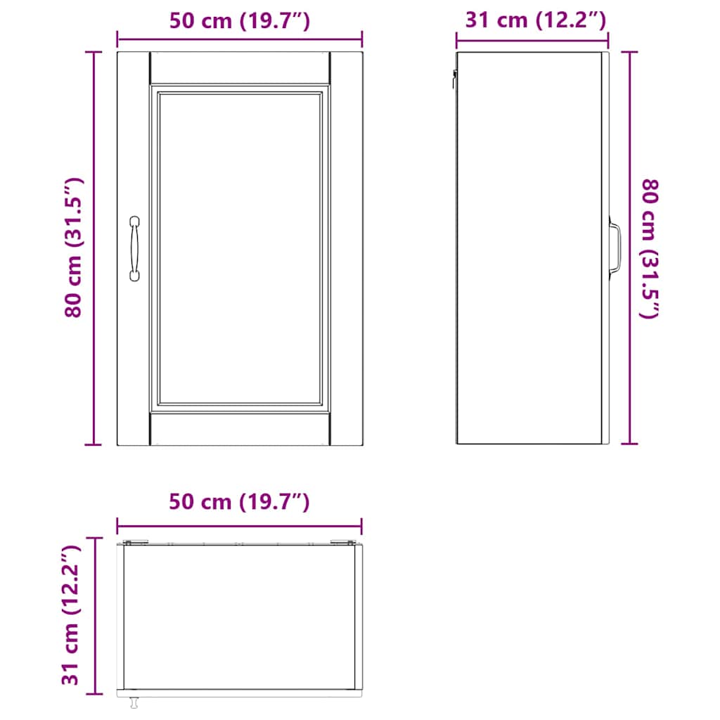 Ormar za Zid Crna 50 x 31 x 80 cm Konstruirano drvo