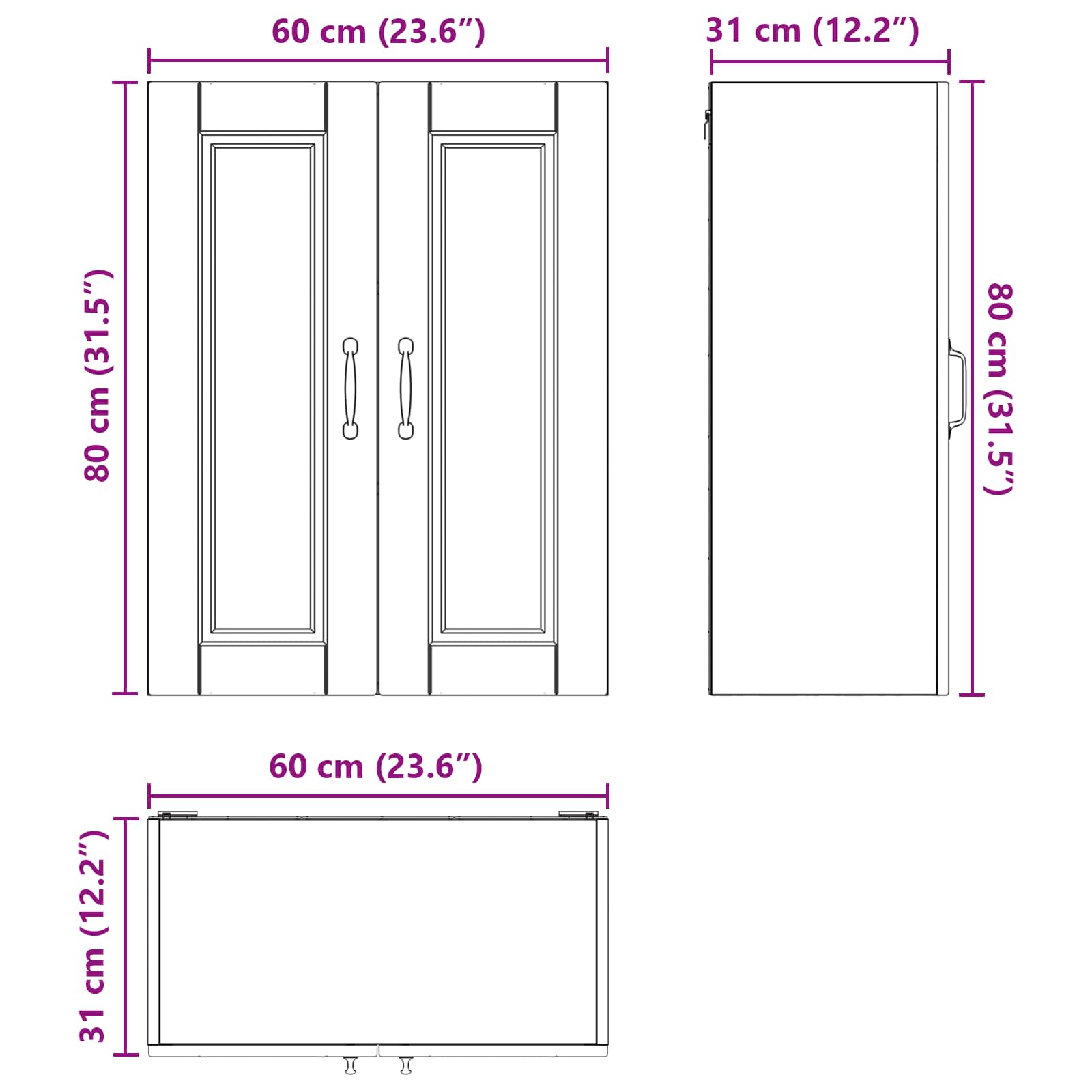Ormar za Zid Staro drvo 60 x 31 x 80 cm Konstruirano drvo