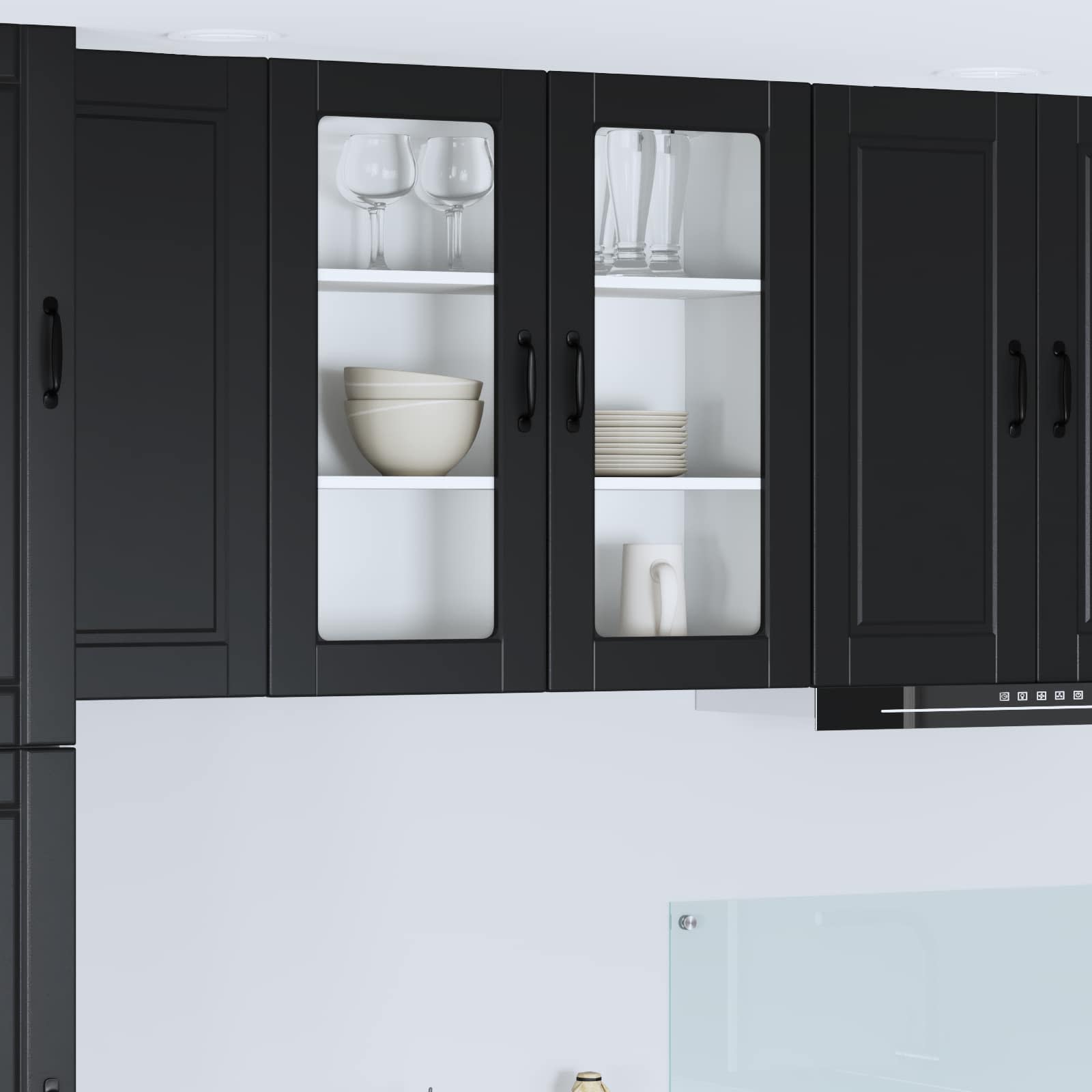 Zidni stakleni ormarić Crna 80 x 31 x 80 cm Konstruirano drvo