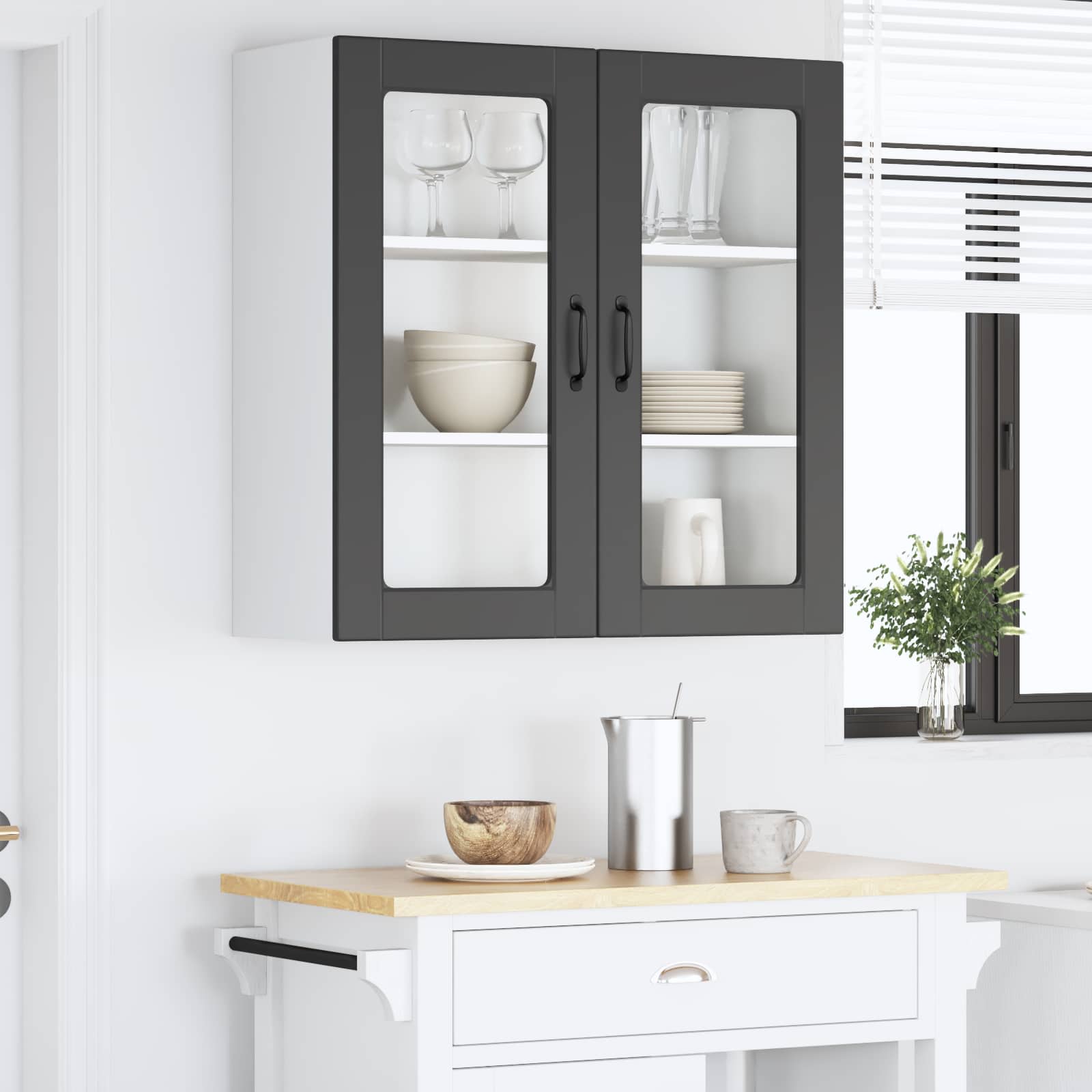 Zidni stakleni ormarić Crna 80 x 31 x 80 cm Konstruirano drvo