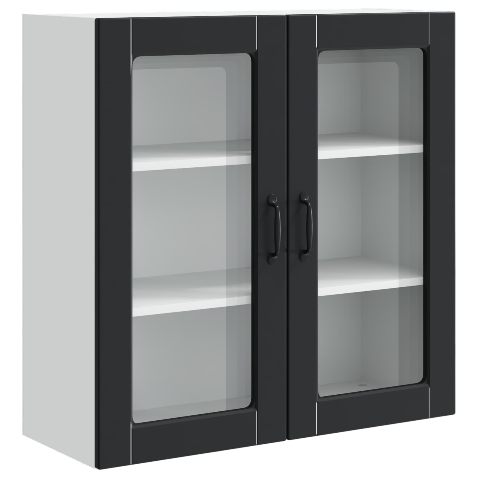 Zidni stakleni ormarić Crna 80 x 31 x 80 cm Konstruirano drvo