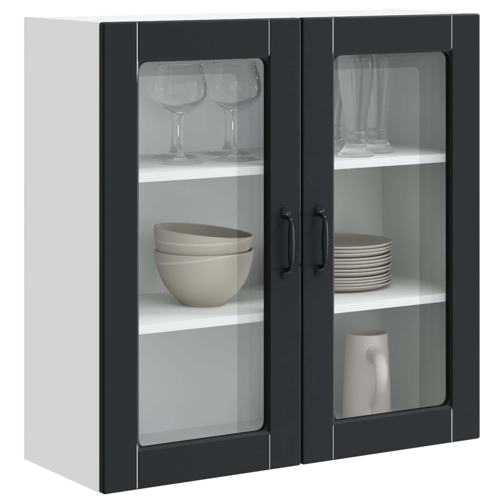 Zidni stakleni ormarić Crna 80 x 31 x 80 cm Konstruirano drvo