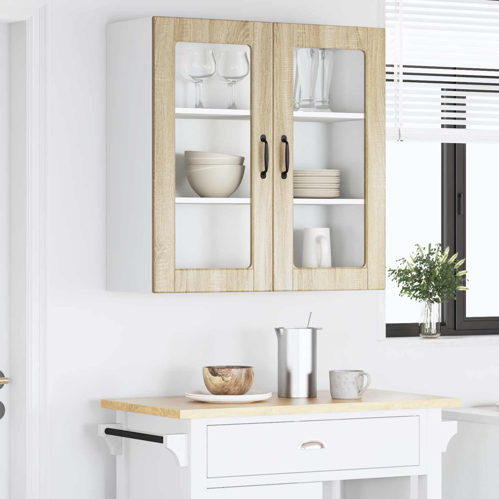 Zidni stakleni ormarić Sonoma hrast 80 x 31 x 80 cm