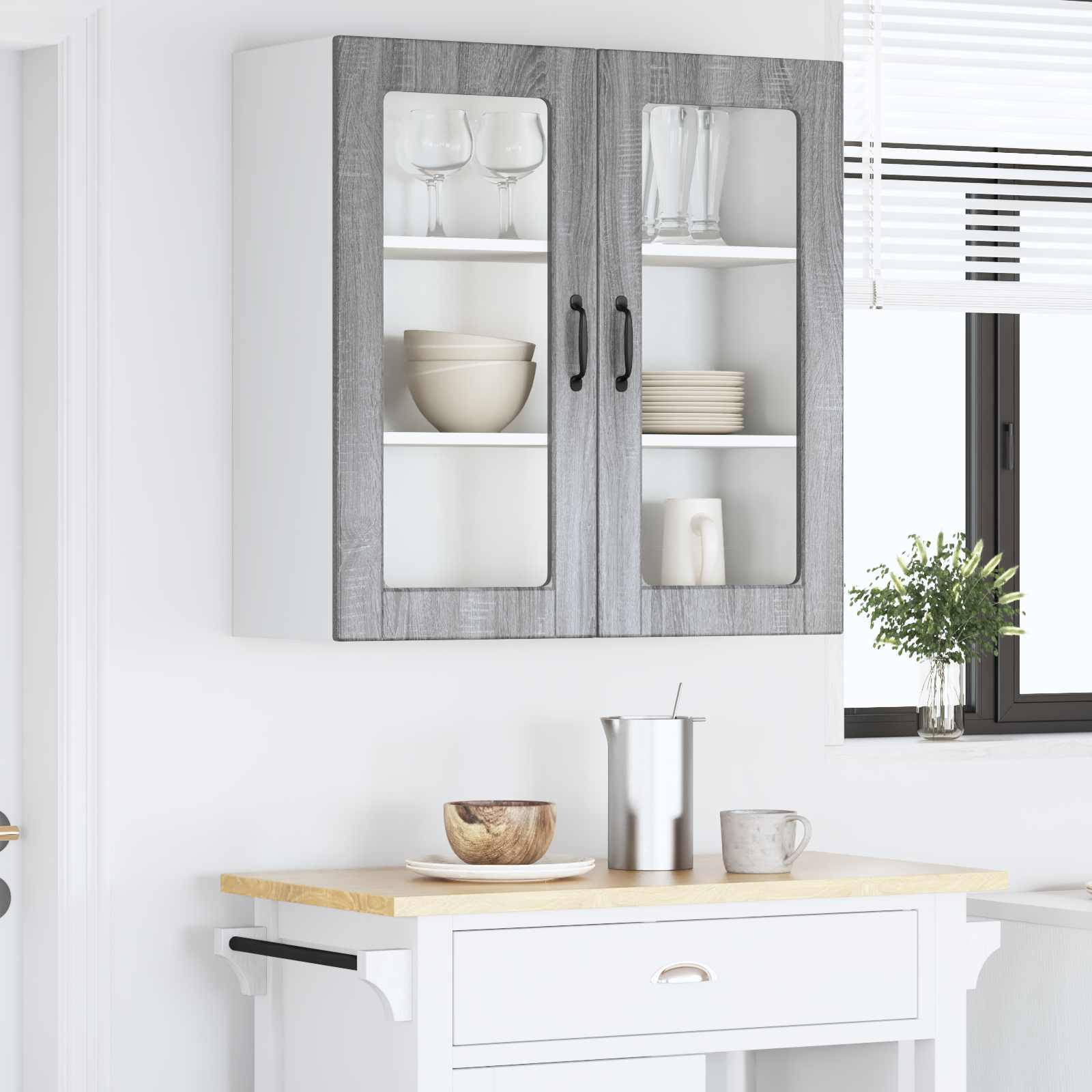 Zidni stakleni ormarić Siva Sonoma 80 x 31 x 80 cm