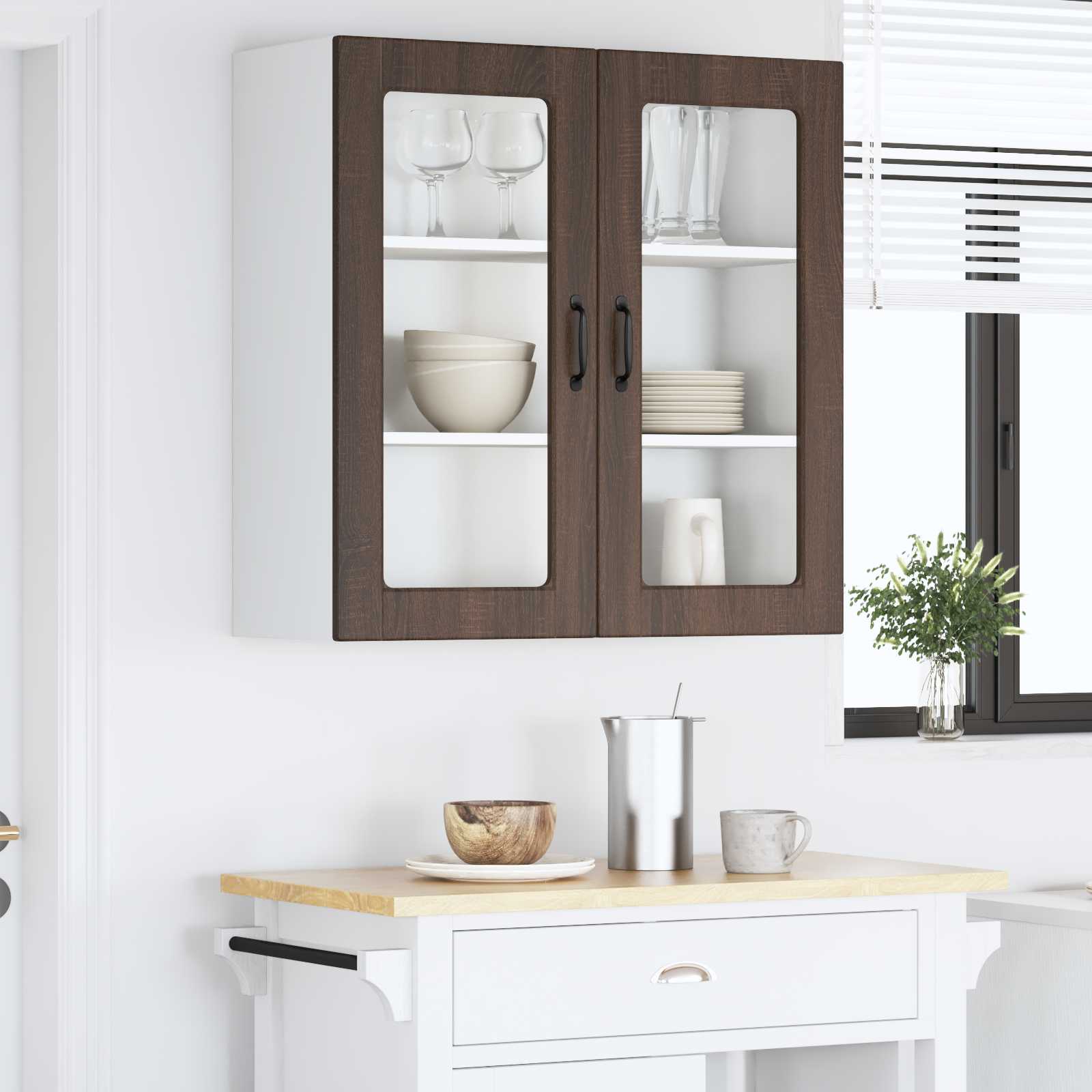 Zidni stakleni ormarić Smeđi hrast 80 x 31 x 80 cm