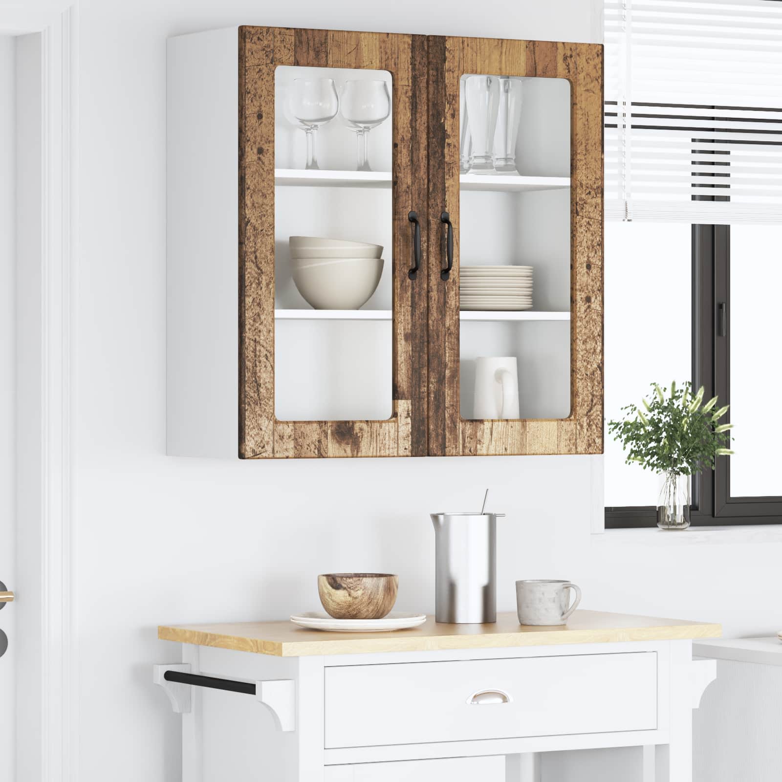 Zidni stakleni ormarić Staro drvo 80 x 31 x 80 cm