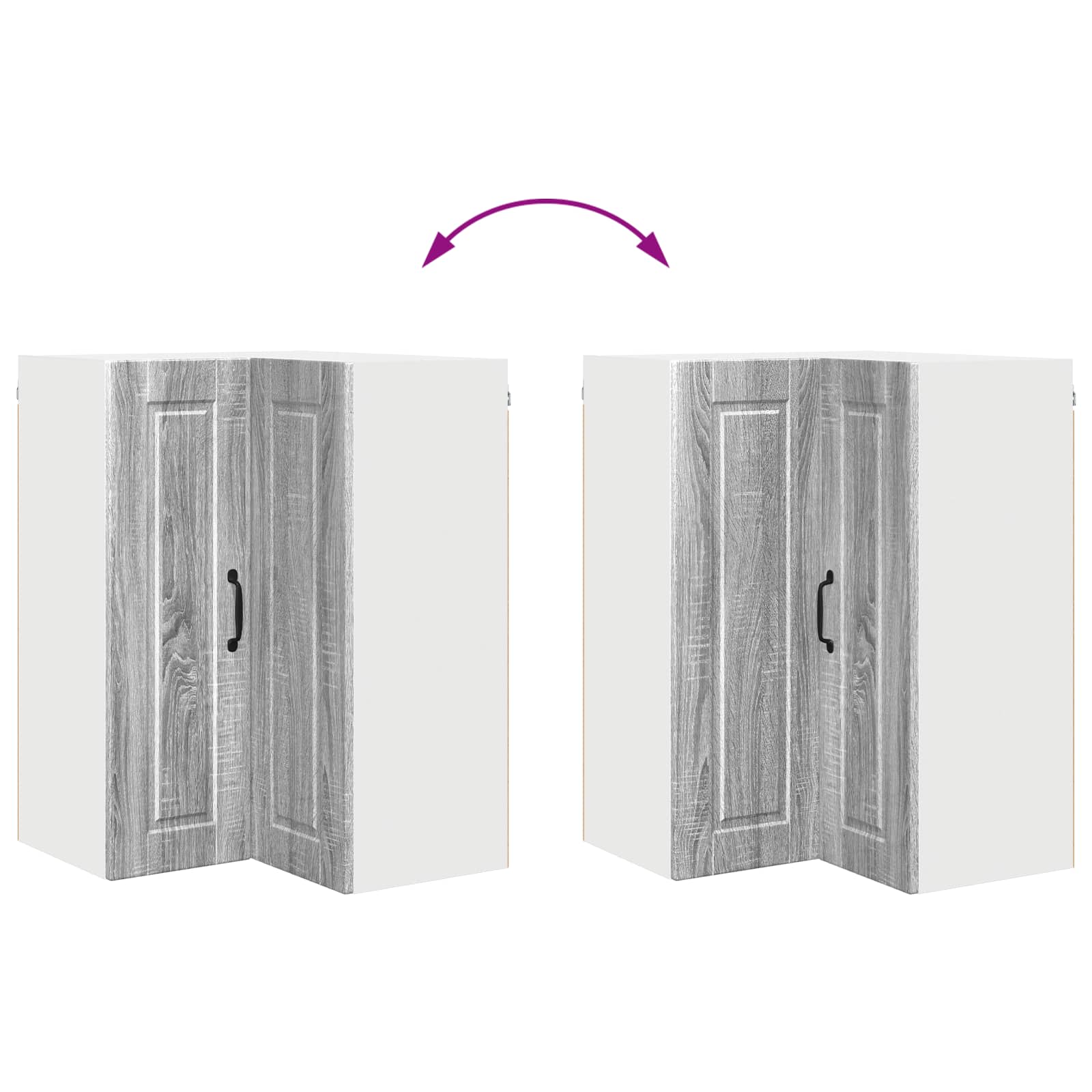 Zidni kutni ormar Siva Sonoma 57 x 57 x 80 cm Konstruirano drvo