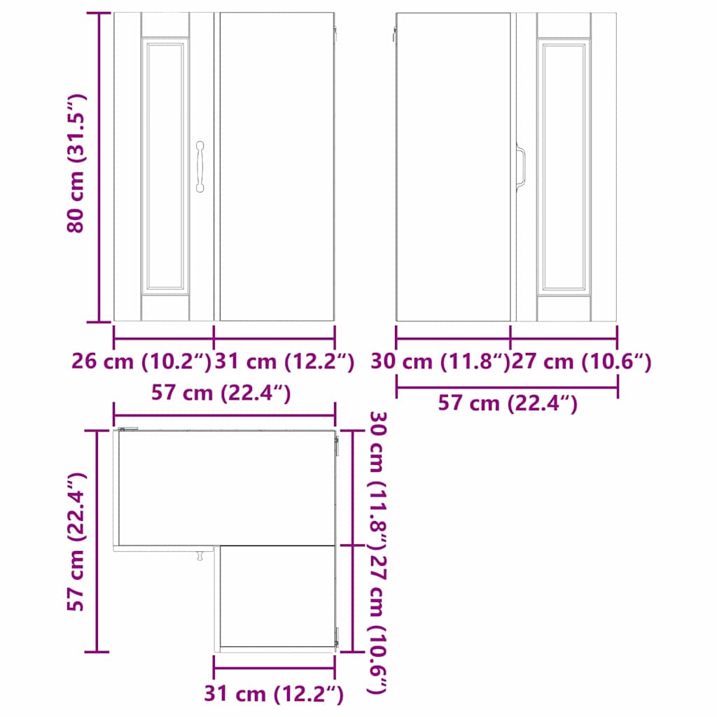 Zidni kutni ormar Smeđi hrast 57 x 57 x 80 cm Konstruirano drvo