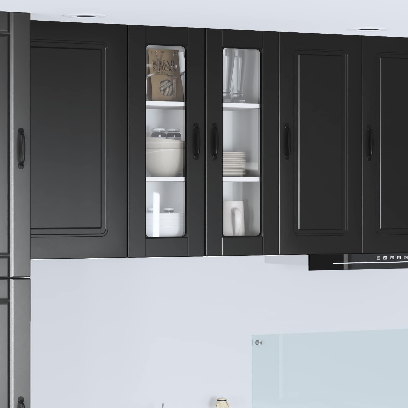 Zidni stakleni ormarić Crna 60 x 31 x 80 cm Konstruirano drvo