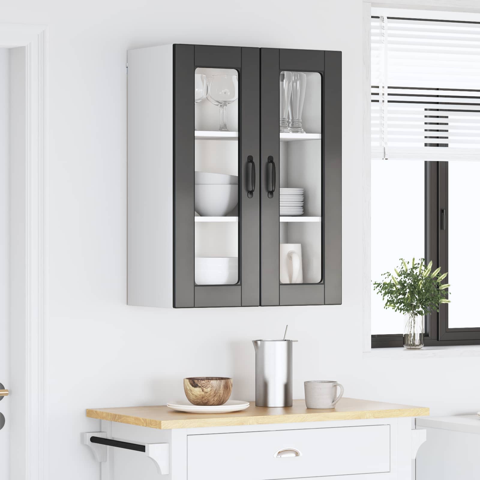 Zidni stakleni ormarić Crna 60 x 31 x 80 cm Konstruirano drvo