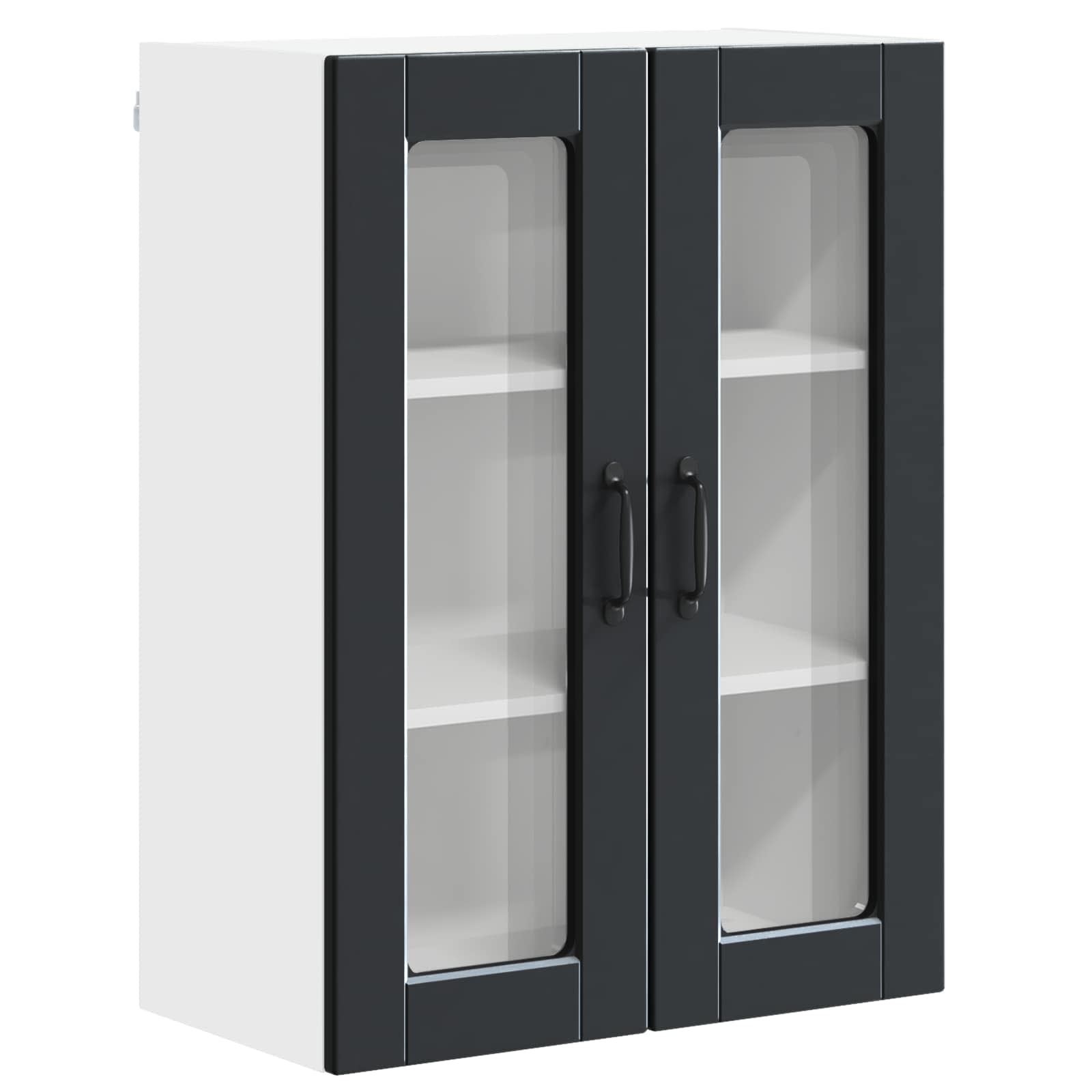 Zidni stakleni ormarić Crna 60 x 31 x 80 cm Konstruirano drvo