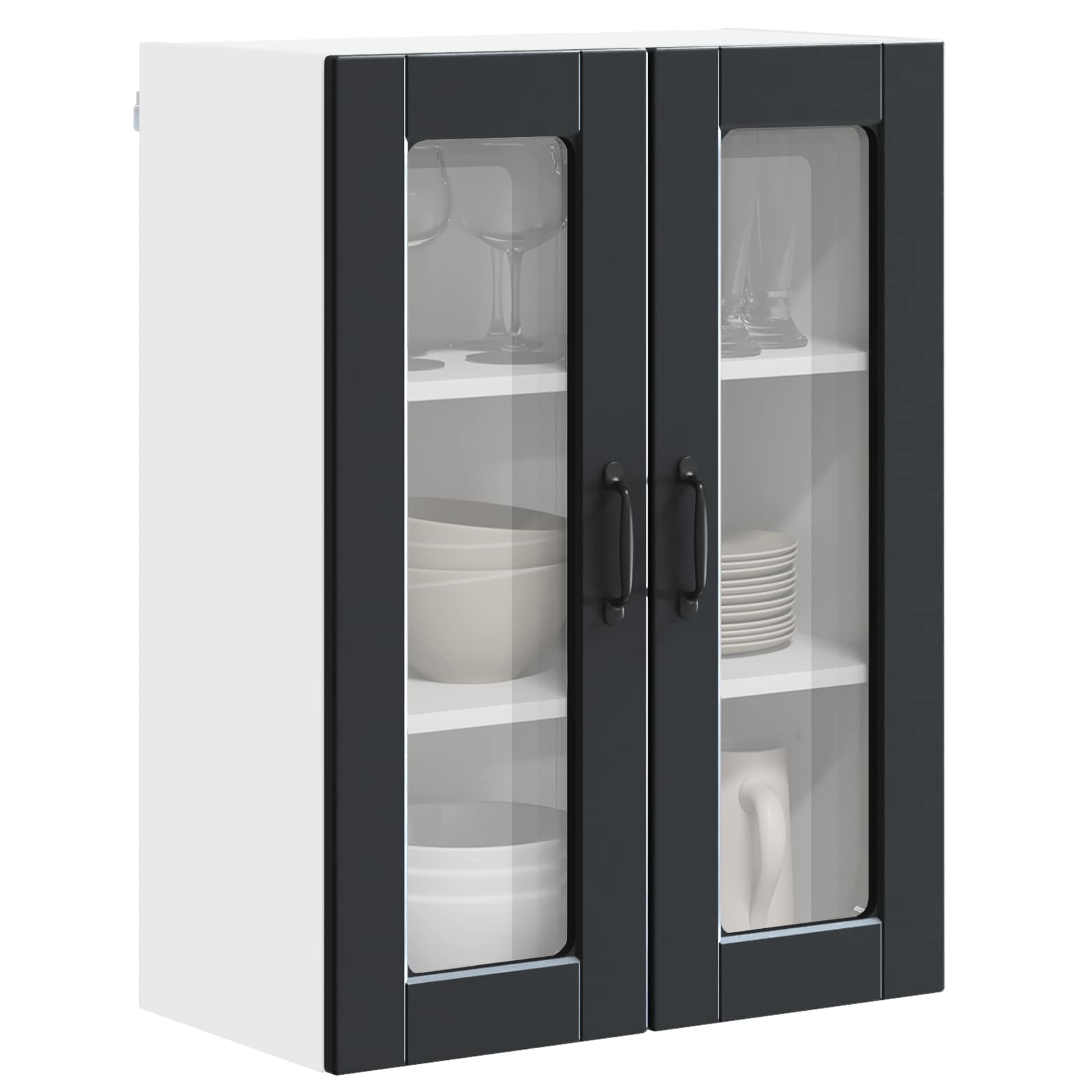 Zidni stakleni ormarić Crna 60 x 31 x 80 cm Konstruirano drvo