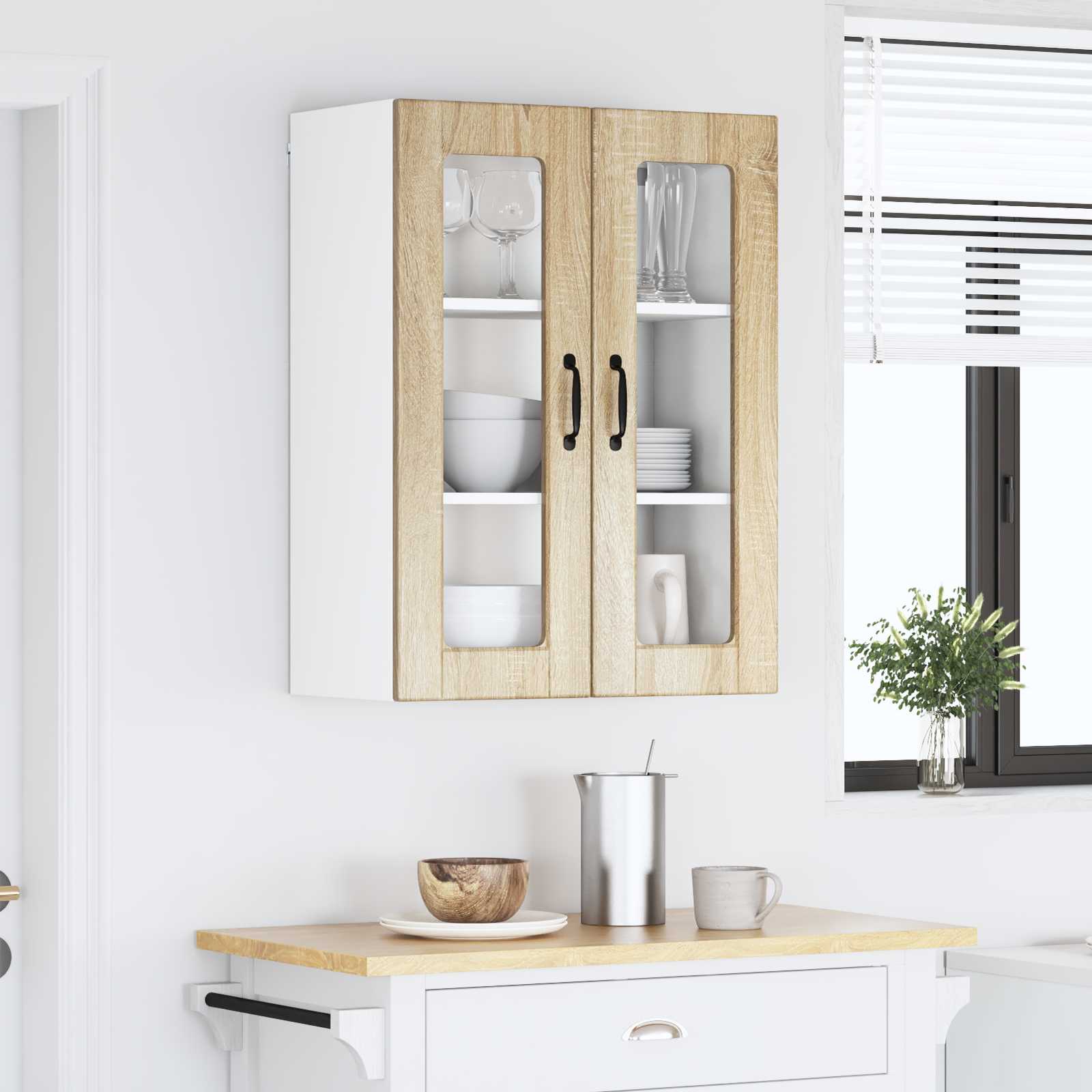 Zidni stakleni ormarić Sonoma hrast 60 x 31 x 80 cm