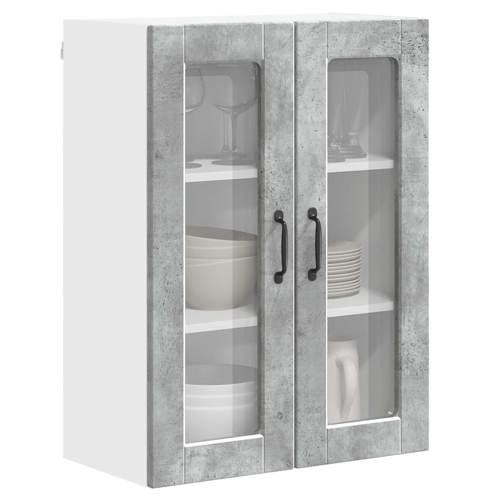 Zidni stakleni ormarić Betonski sivi 60 x 31 x 80 cm