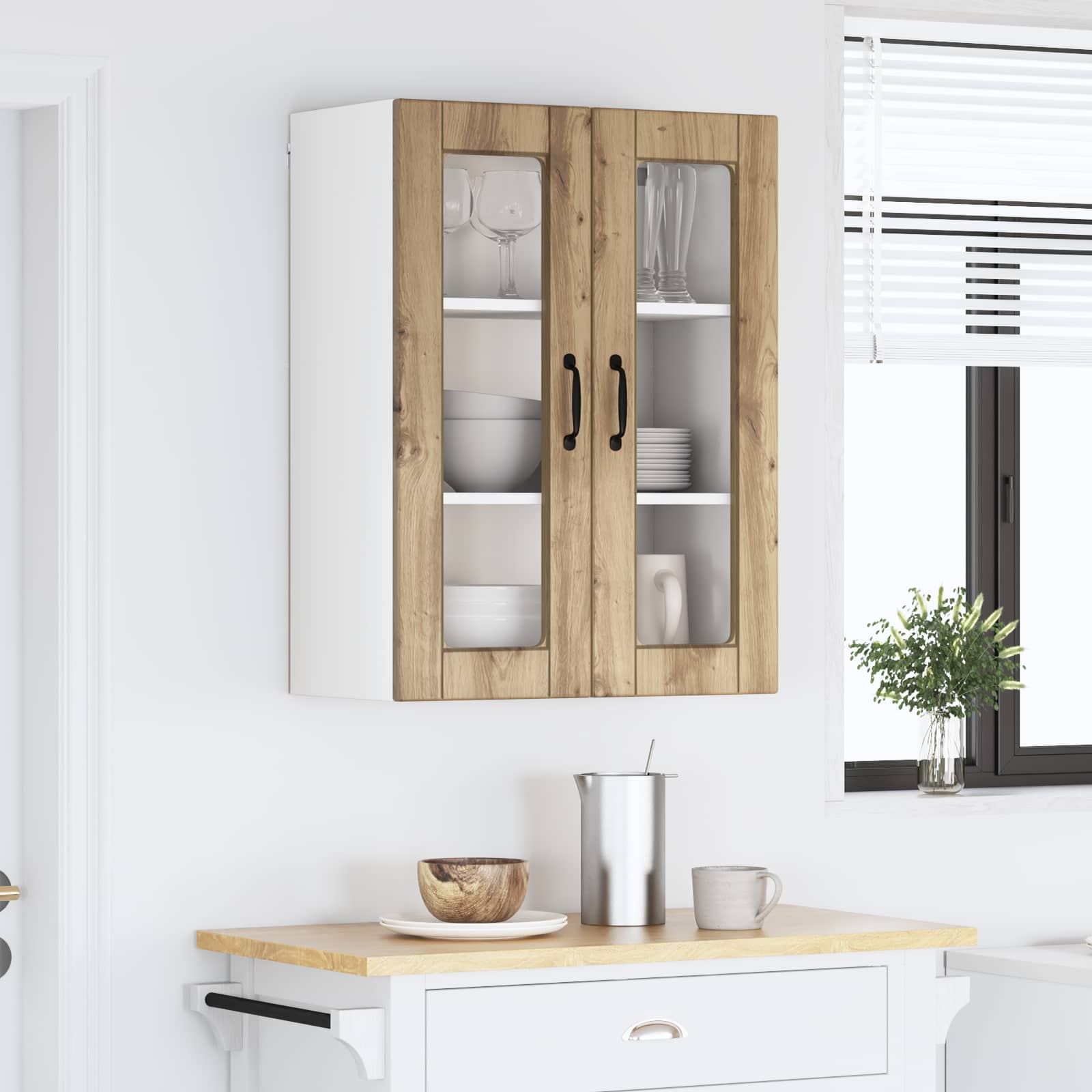 Zidni stakleni ormarić Umjetnički hrast 60 x 31 x 80 cm