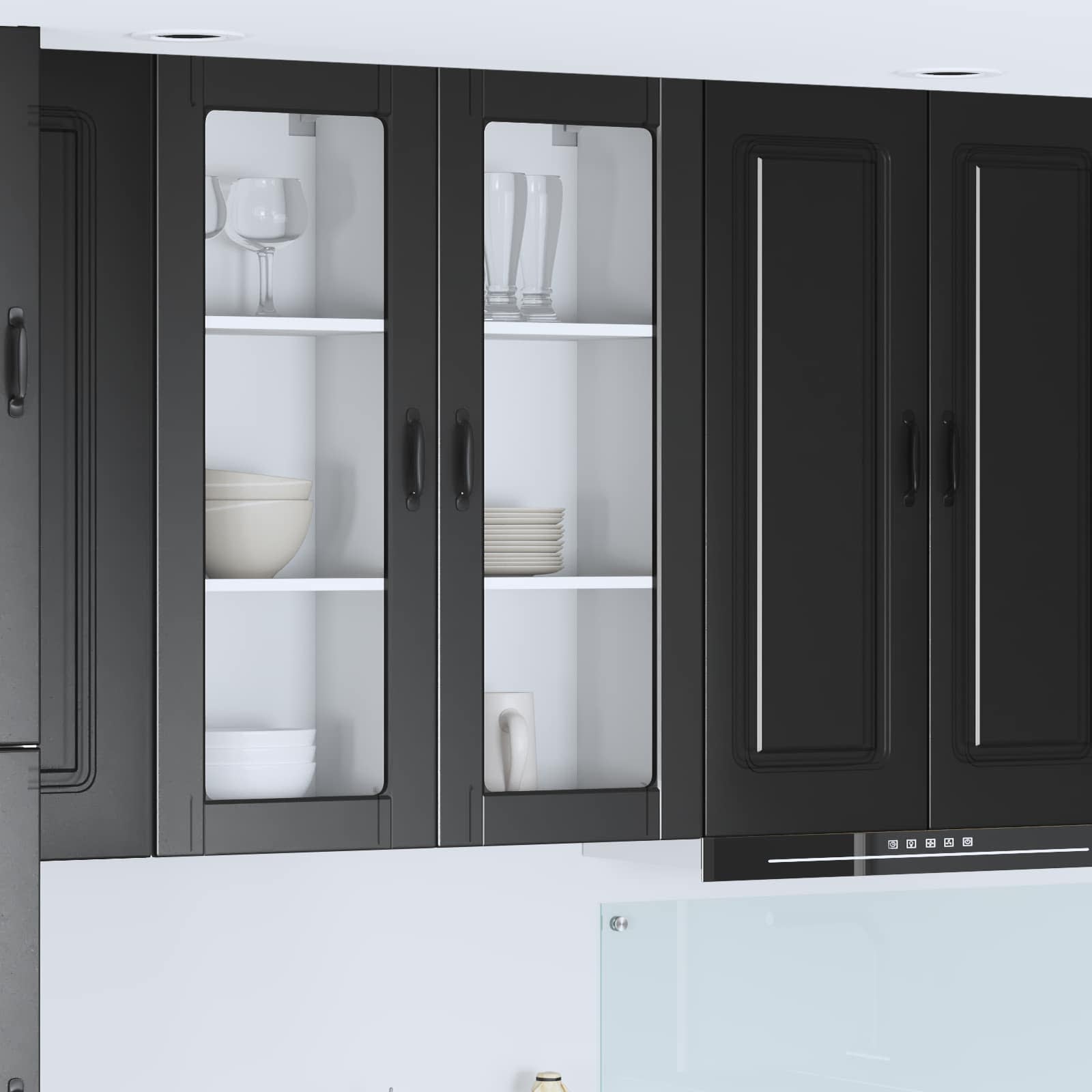 Zidni stakleni ormarić Crna 40 x 31 x 100 cm Konstruirano drvo