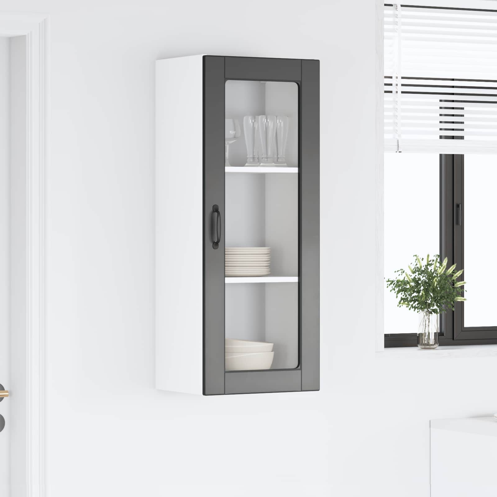 Zidni stakleni ormarić Crna 40 x 31 x 100 cm Konstruirano drvo