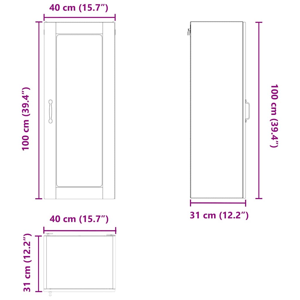 Zidni stakleni ormarić Dimljeni hrast 40 x 31 x 100 cm