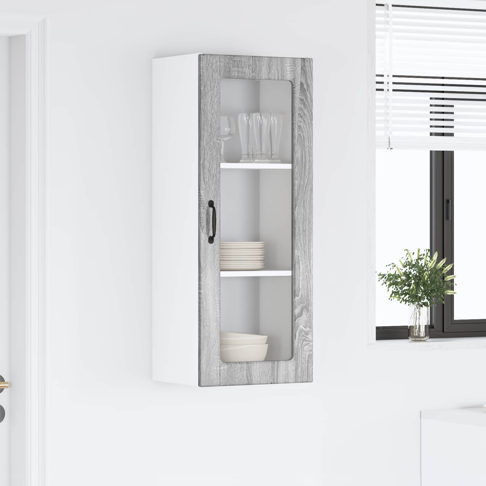 Zidni stakleni ormarić Siva Sonoma 40 x 31 x 100 cm