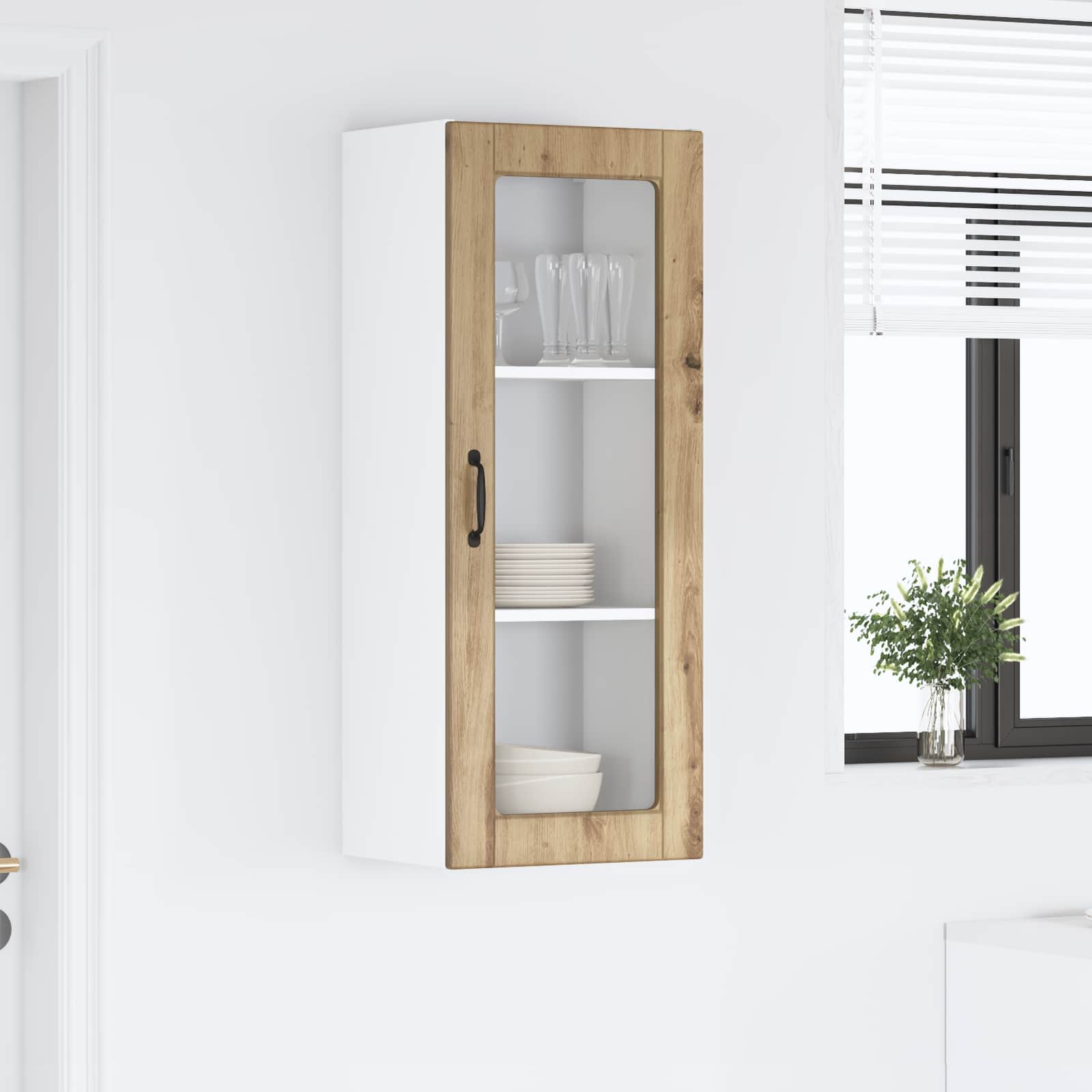 Zidni stakleni ormarić Umjetnički hrast 40 x 31 x 100 cm