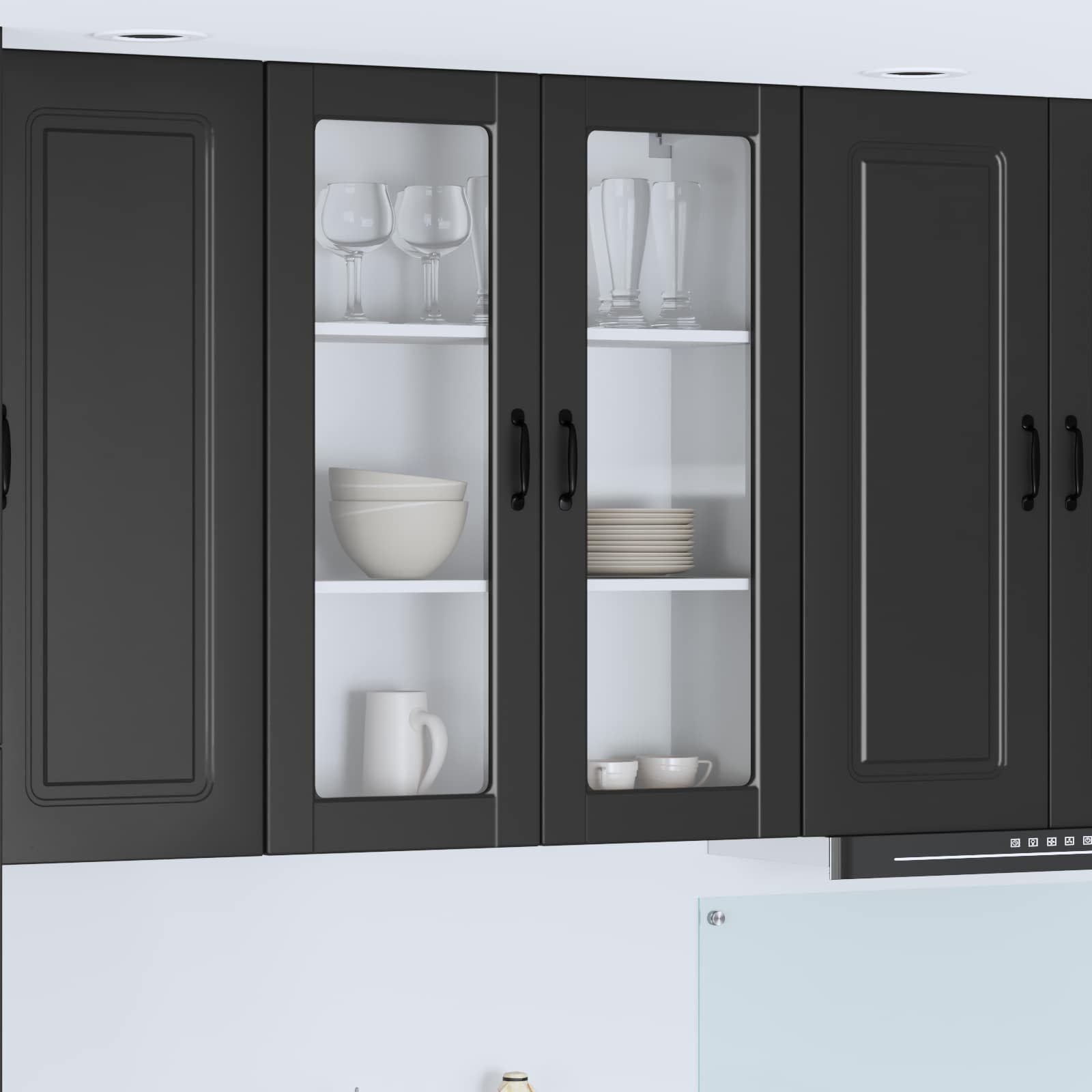 Zidni stakleni ormarić Crna 80 x 31 x 100 cm Konstruirano drvo