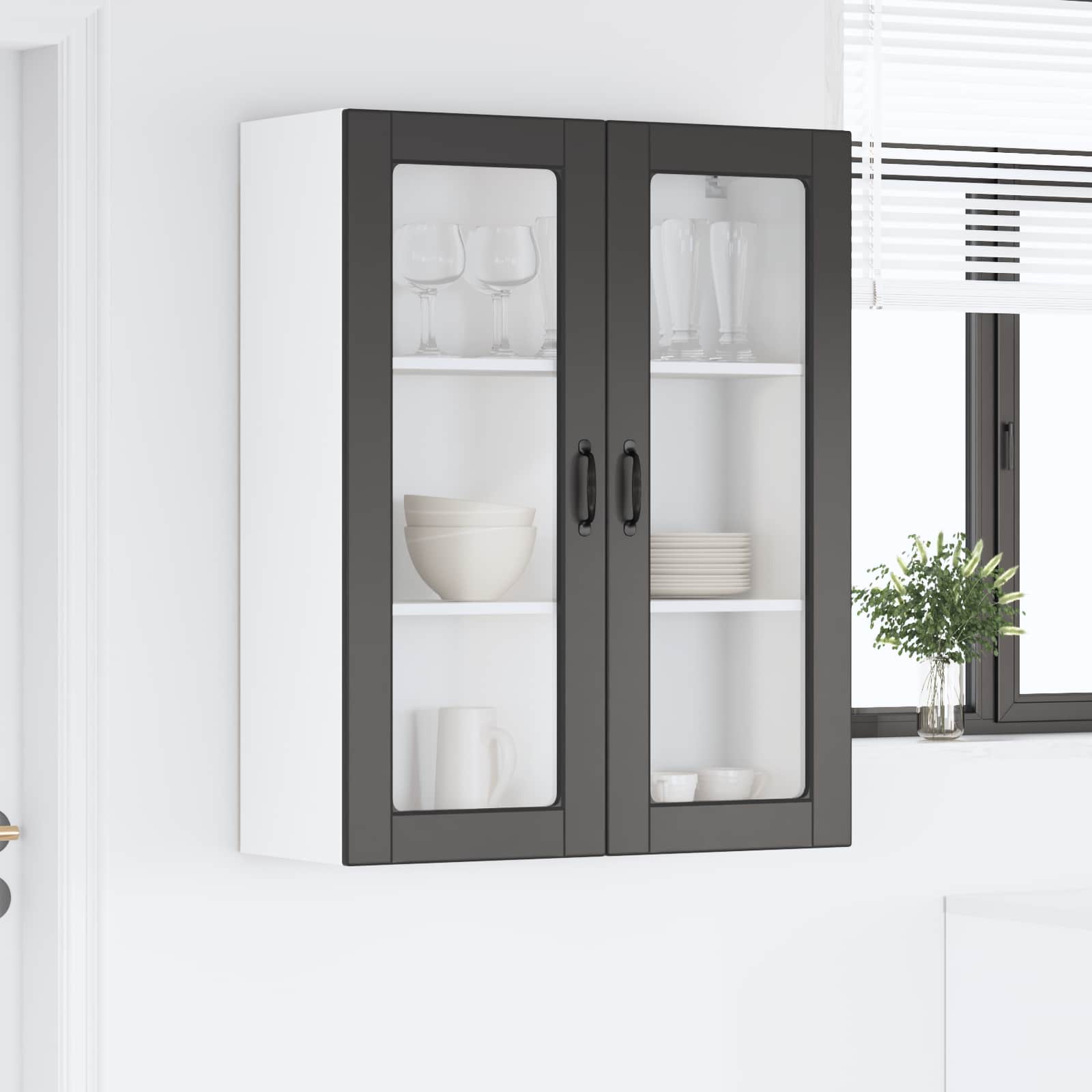 Zidni stakleni ormarić Crna 80 x 31 x 100 cm Konstruirano drvo