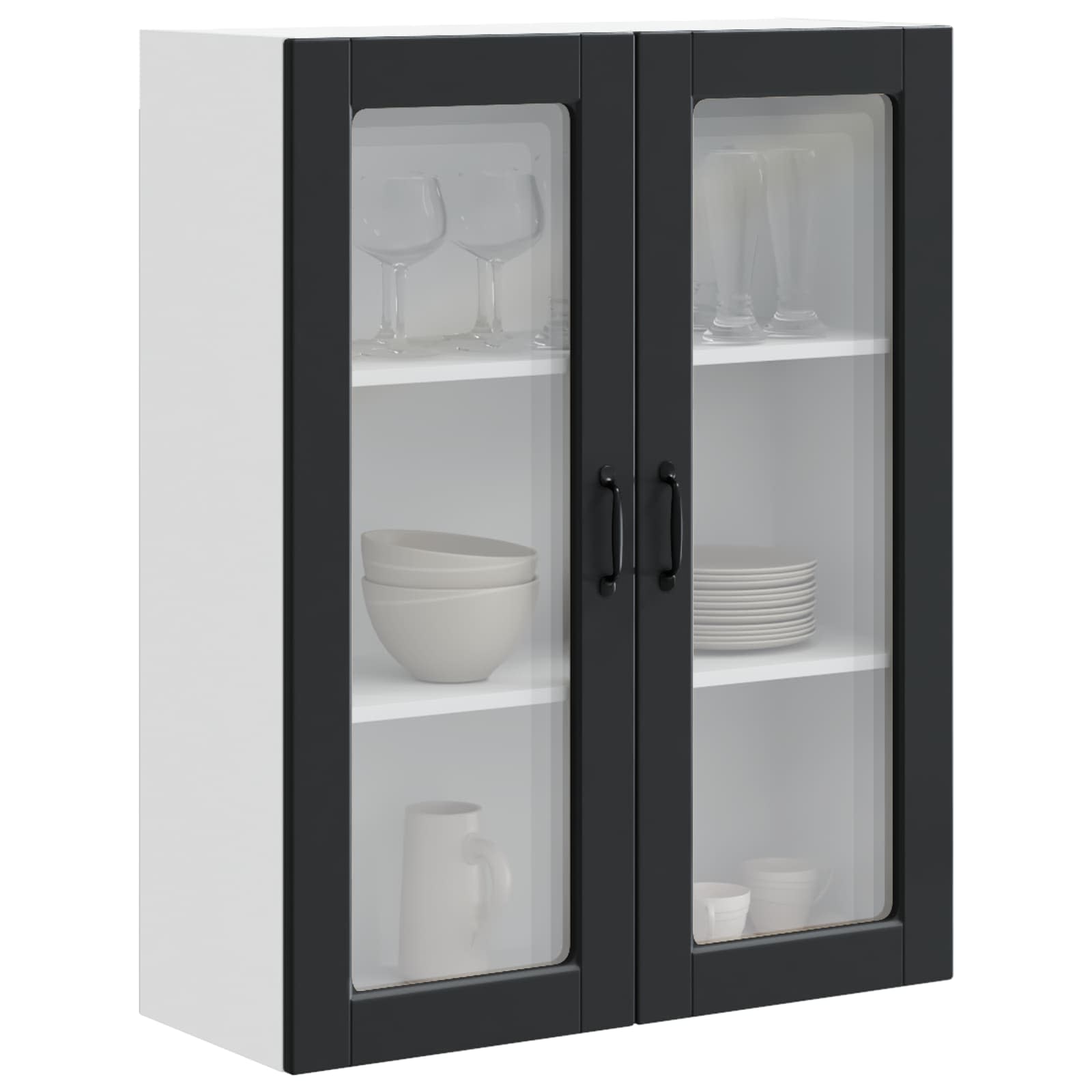 Zidni stakleni ormarić Crna 80 x 31 x 100 cm Konstruirano drvo