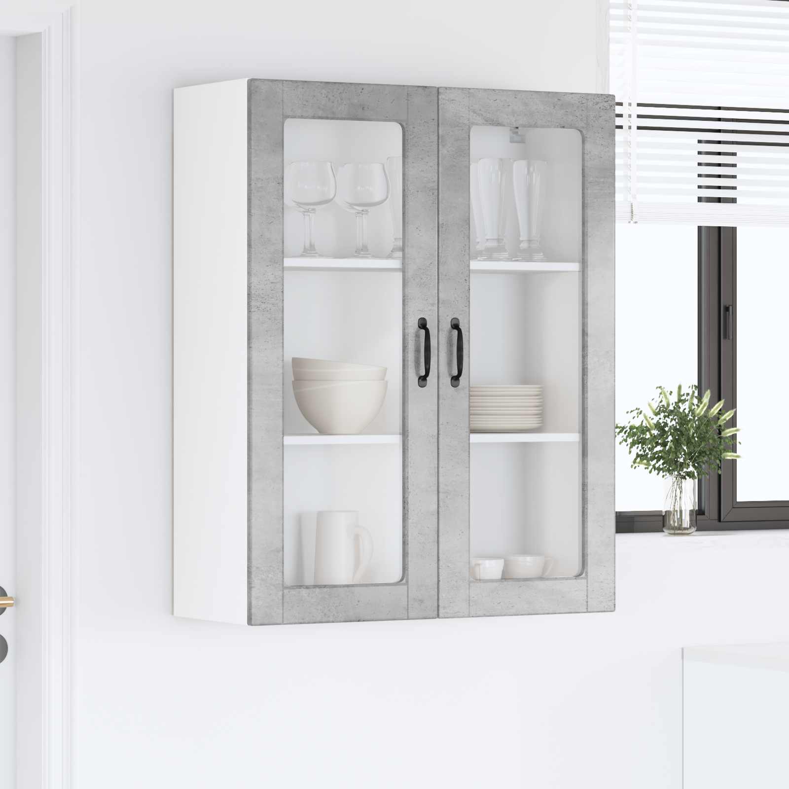 Zidni stakleni ormarić Betonski sivi 80 x 31 x 100 cm