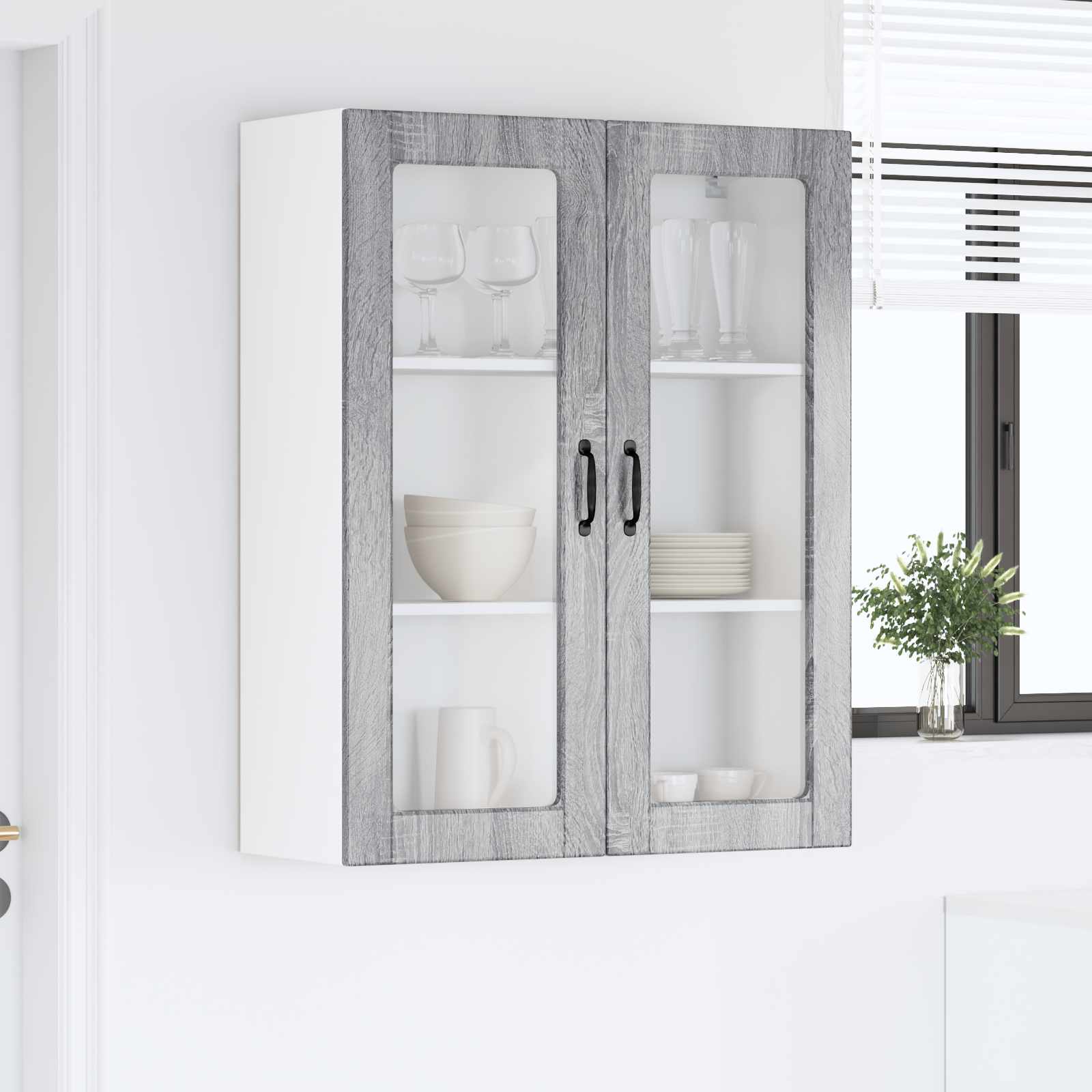 Zidni stakleni ormarić Siva Sonoma 80 x 31 x 100 cm