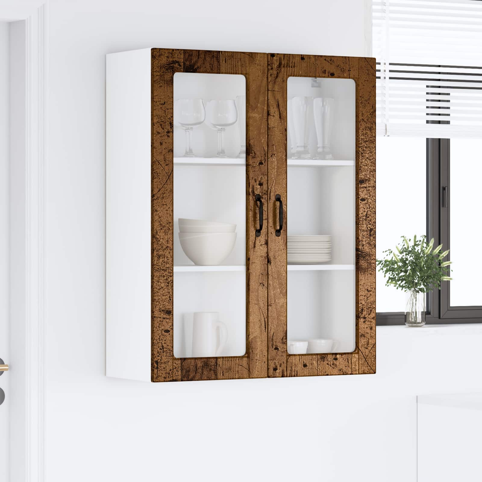 Zidni stakleni ormarić Staro drvo 80 x 31 x 100 cm