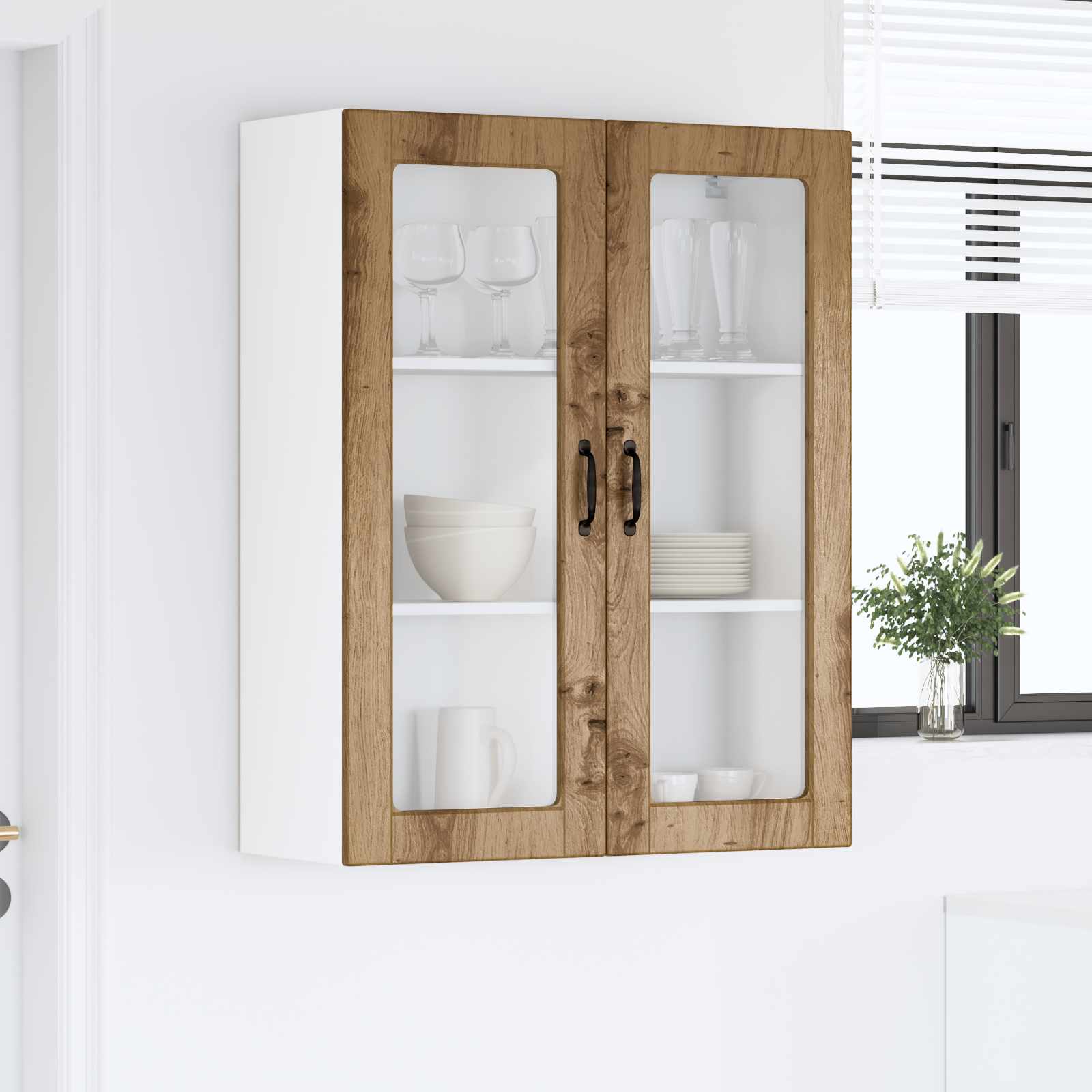 Zidni stakleni ormarić Umjetnički hrast 80 x 31 x 100 cm