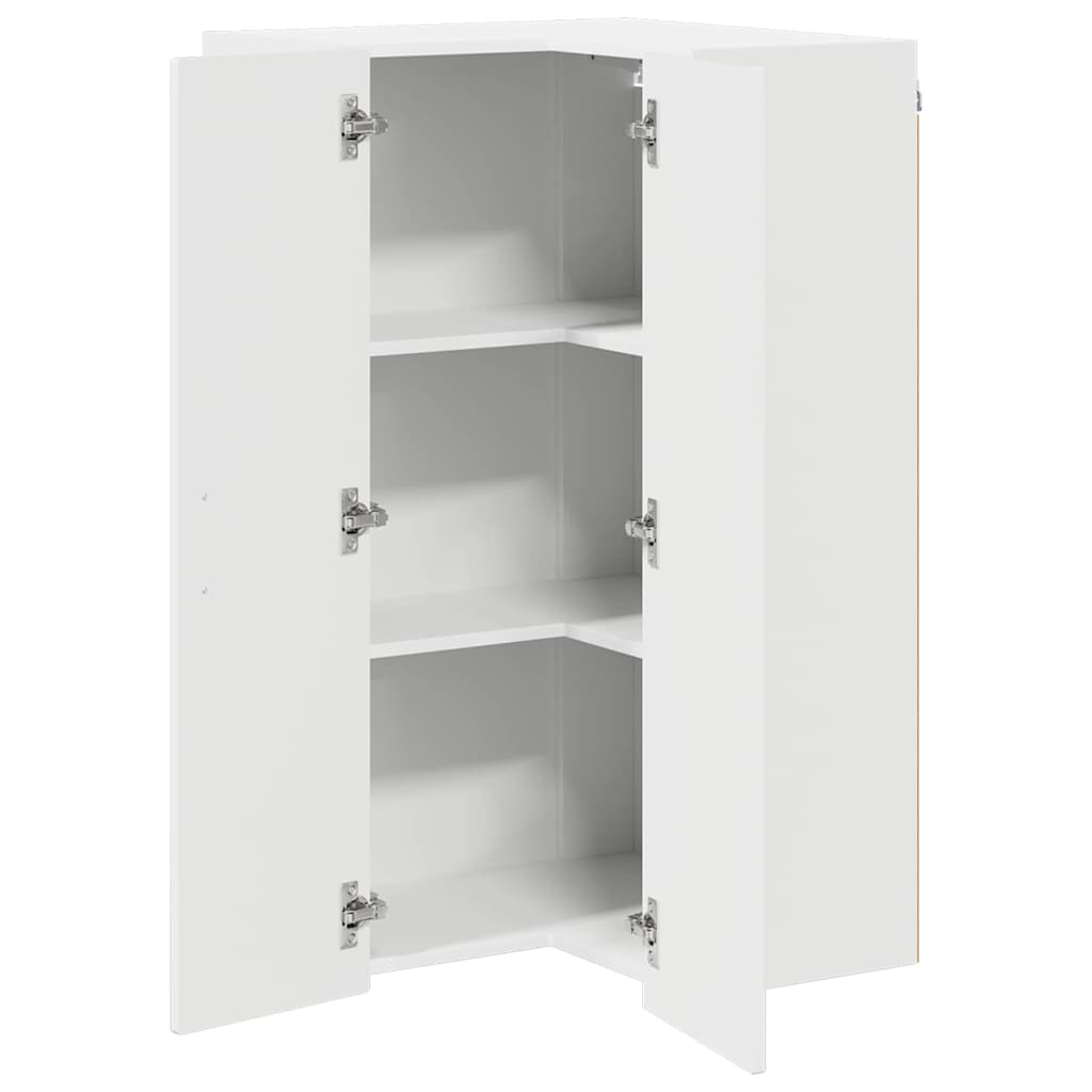 Zidni kutni ormar Visoki sjaj bijela 57 x 57 x 100 cm