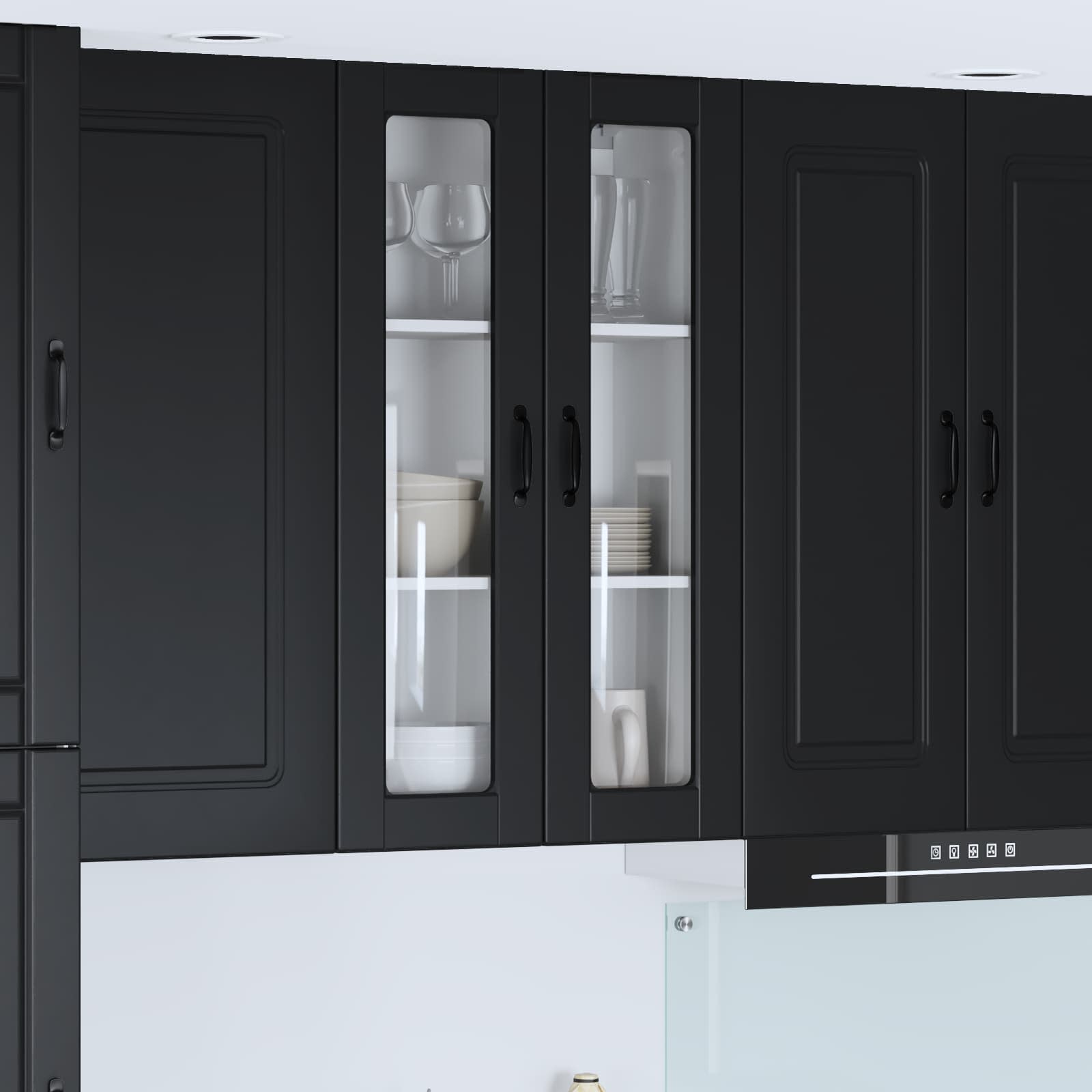 Zidni stakleni ormarić Crna 60 x 31 x 100 cm Konstruirano drvo