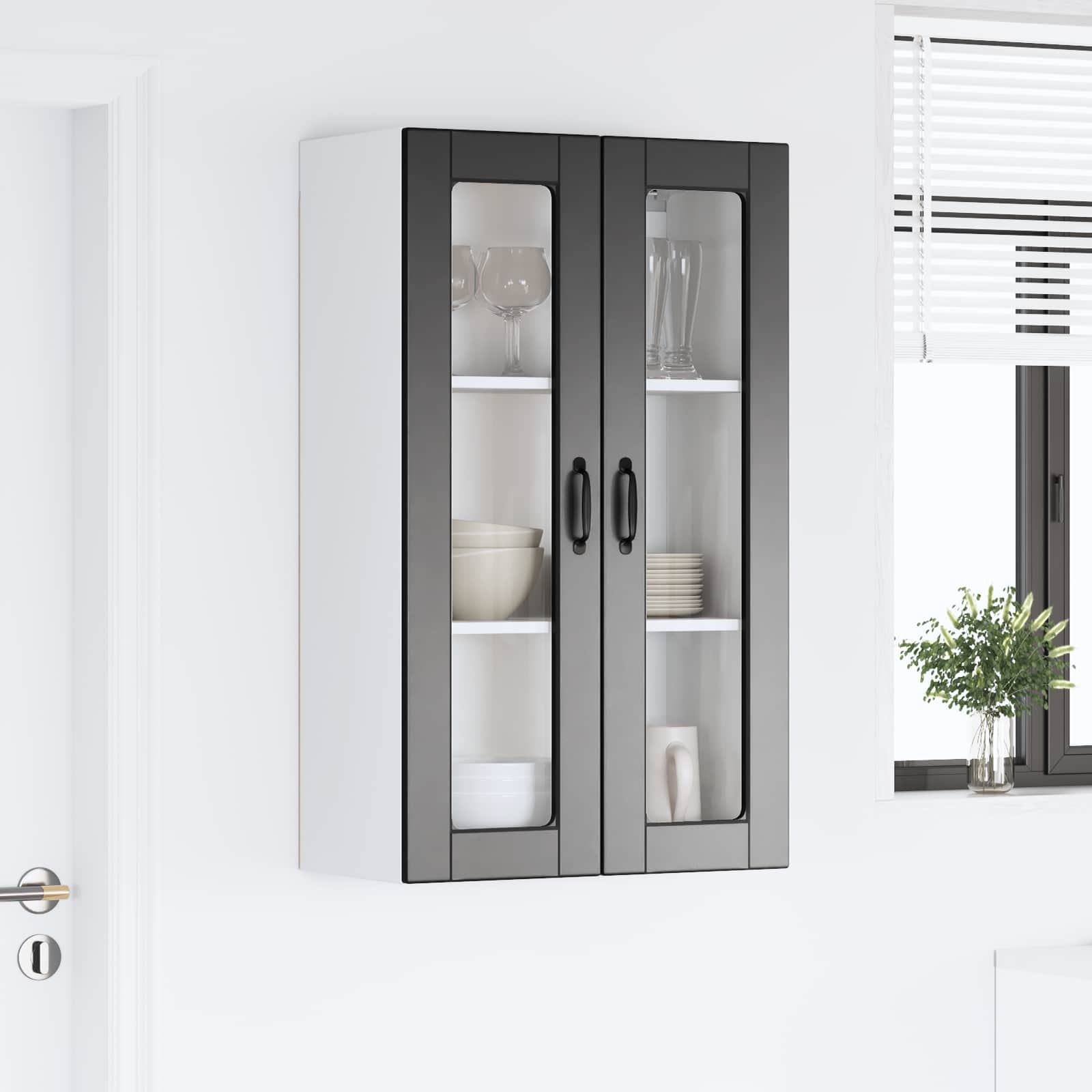 Zidni stakleni ormarić Crna 60 x 31 x 100 cm Konstruirano drvo