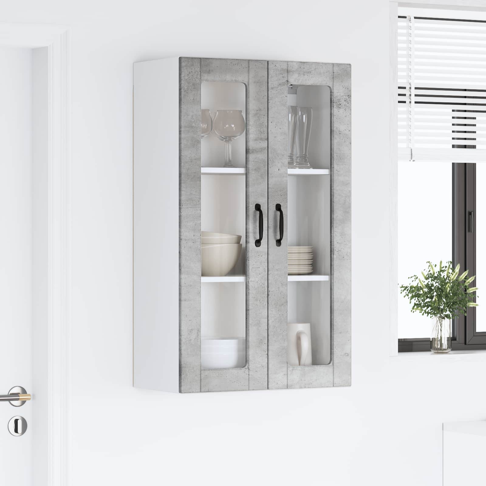 Zidni stakleni ormarić Betonski sivi 60 x 31 x 100 cm