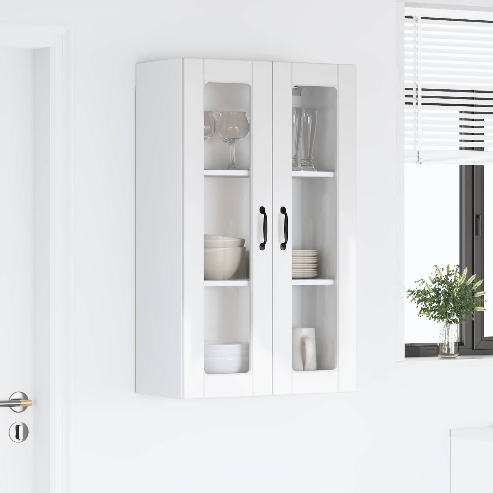 Zidni stakleni ormarić Visoki sjaj bijela 60 x 31 x 100 cm