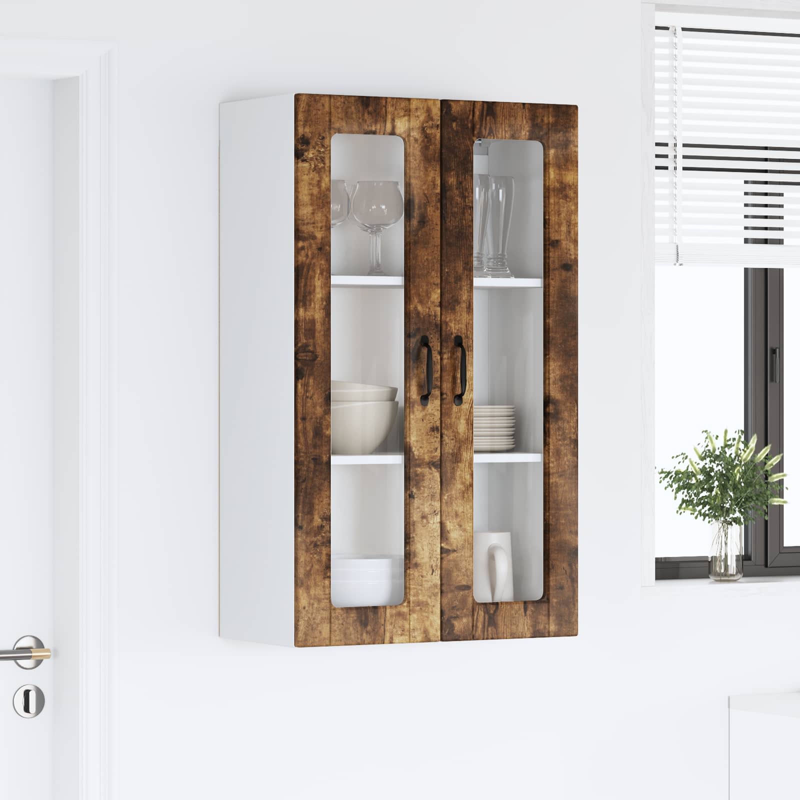 Zidni stakleni ormarić Dimljeni hrast 60 x 31 x 100 cm