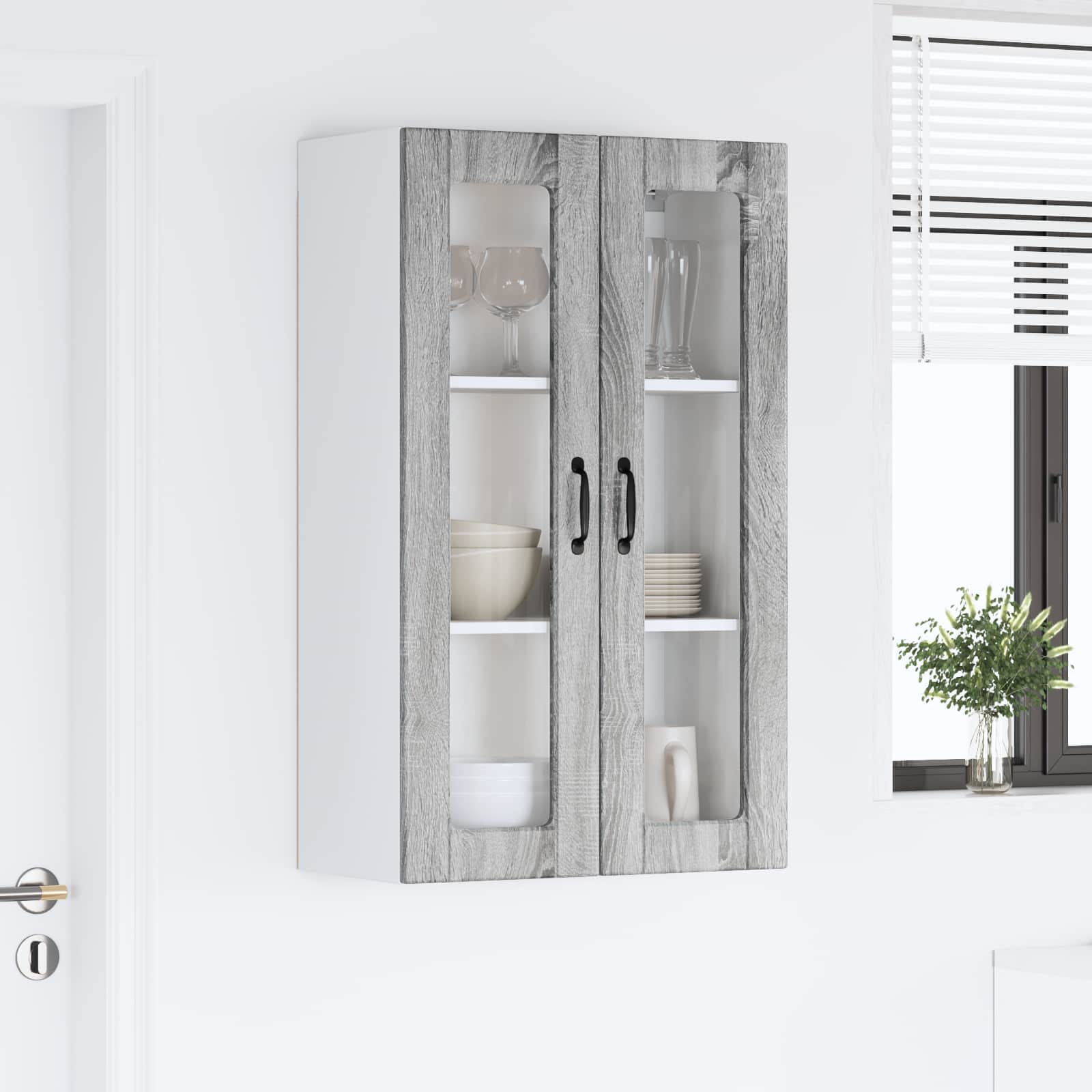 Zidni stakleni ormarić Siva Sonoma 60 x 31 x 100 cm
