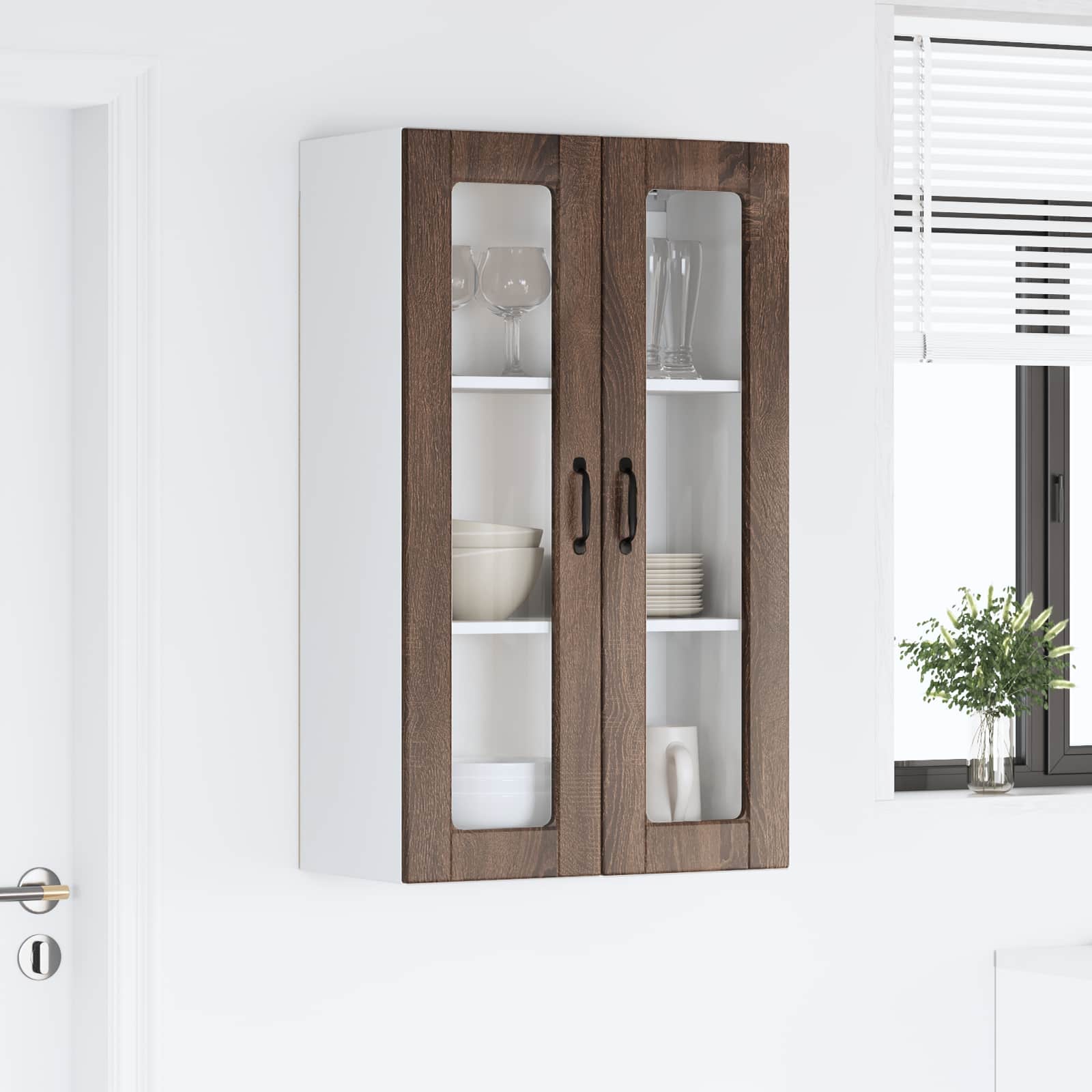 Zidni stakleni ormarić Smeđi hrast 60 x 31 x 100 cm
