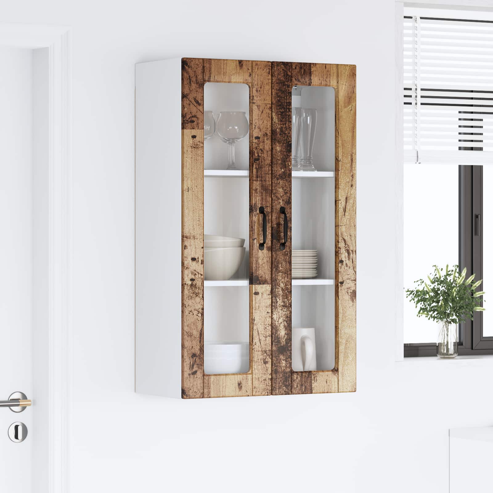 Zidni stakleni ormarić Staro drvo 60 x 31 x 100 cm