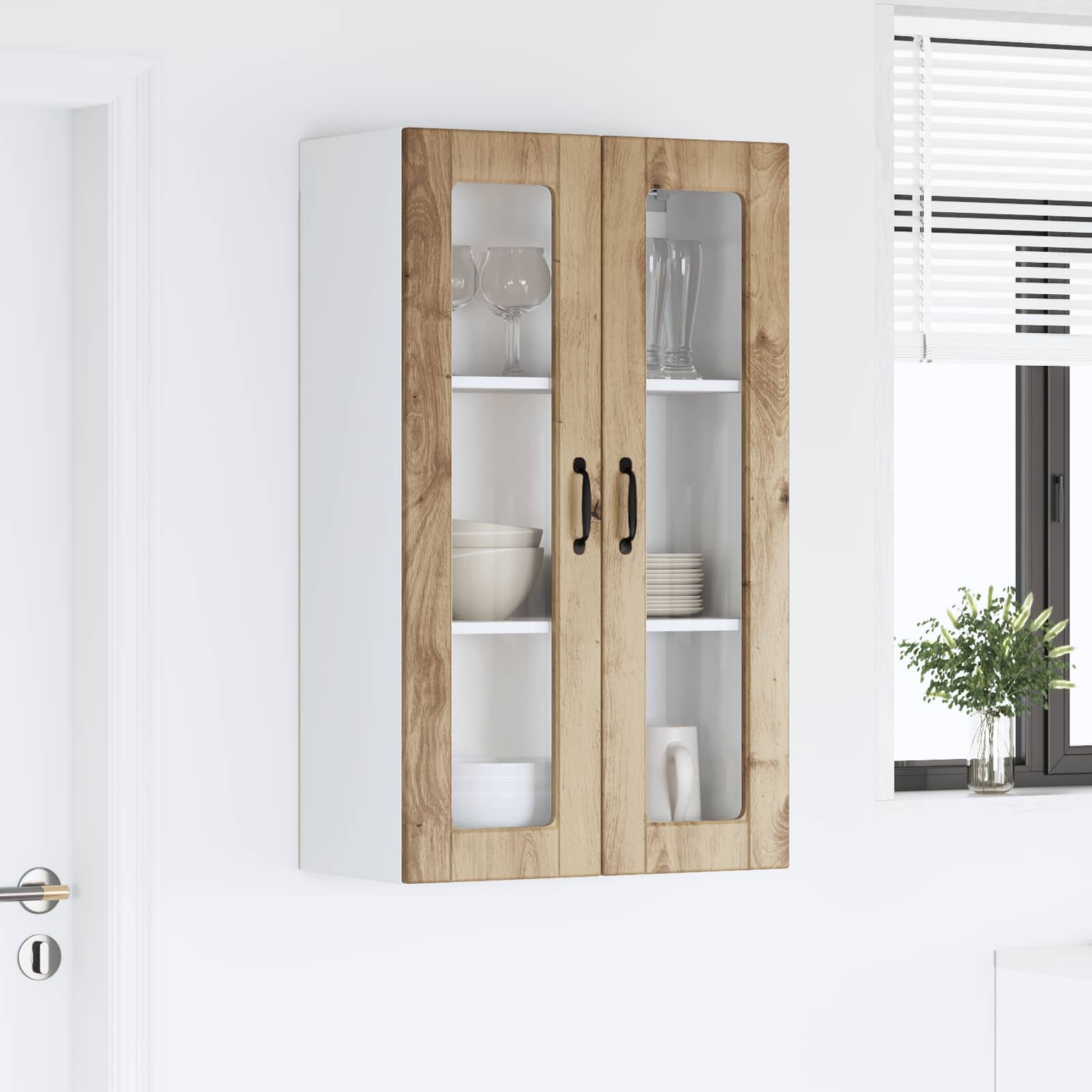 Zidni stakleni ormarić Umjetnički hrast 60 x 31 x 100 cm