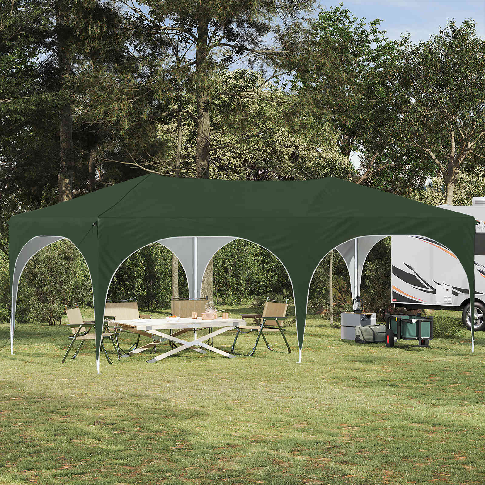 Rastezljivi šator za zabave Zelena 575 x 288 x 245 cm