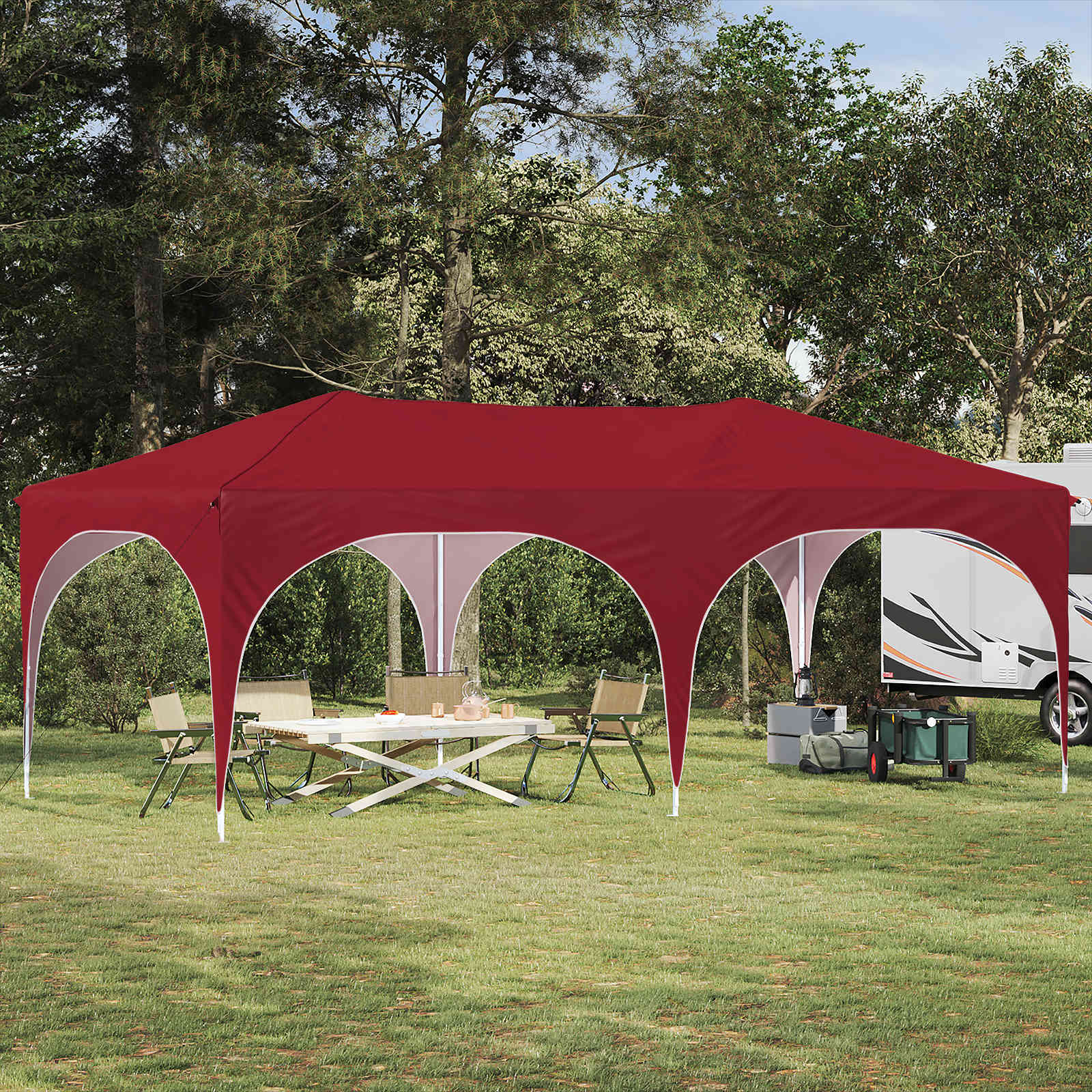 Rastezljivi šator za zabave Tamno crvena 575 x 288 x 245 cm