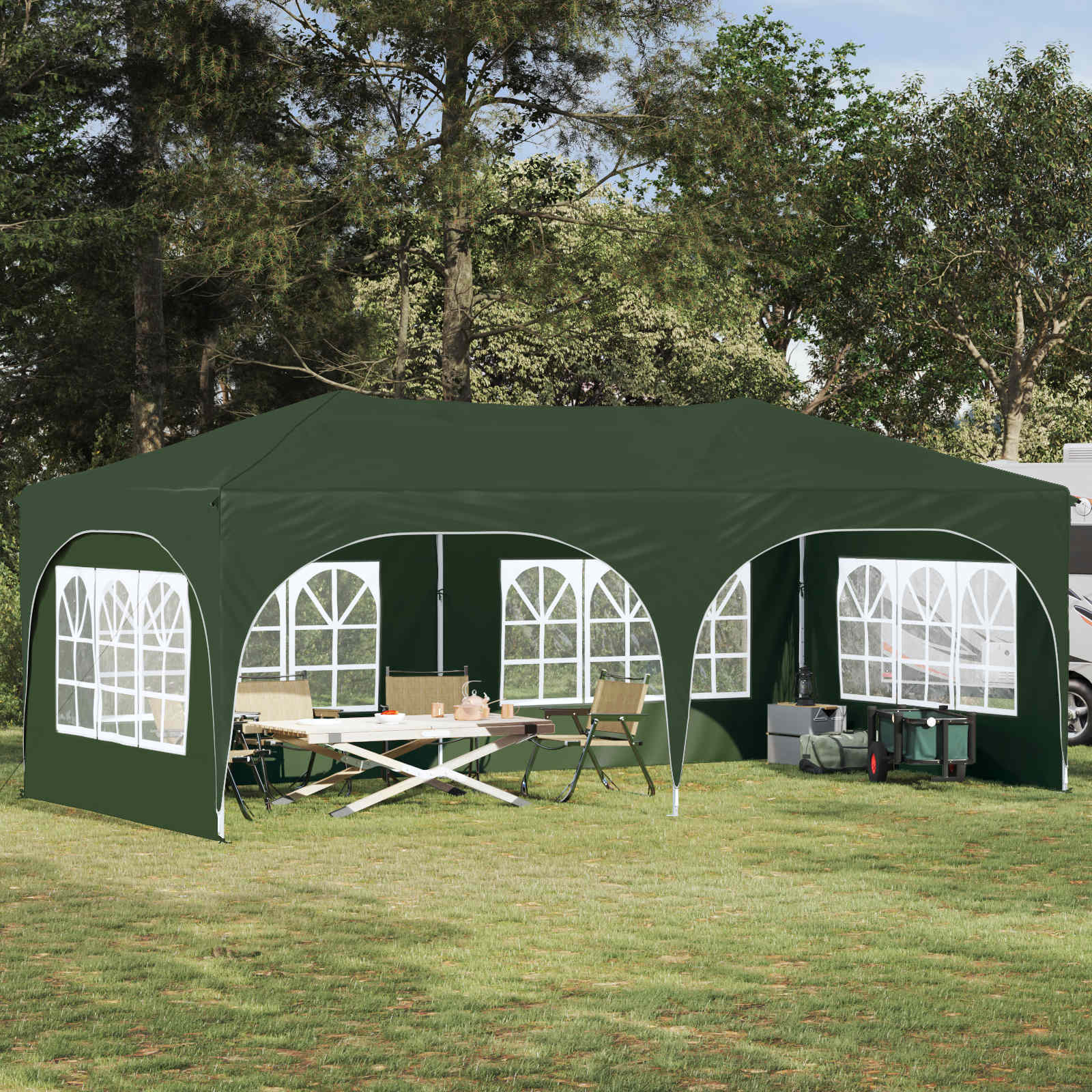 Rastezljivi šator za zabave Zelena 575 x 288 x 245 cm
