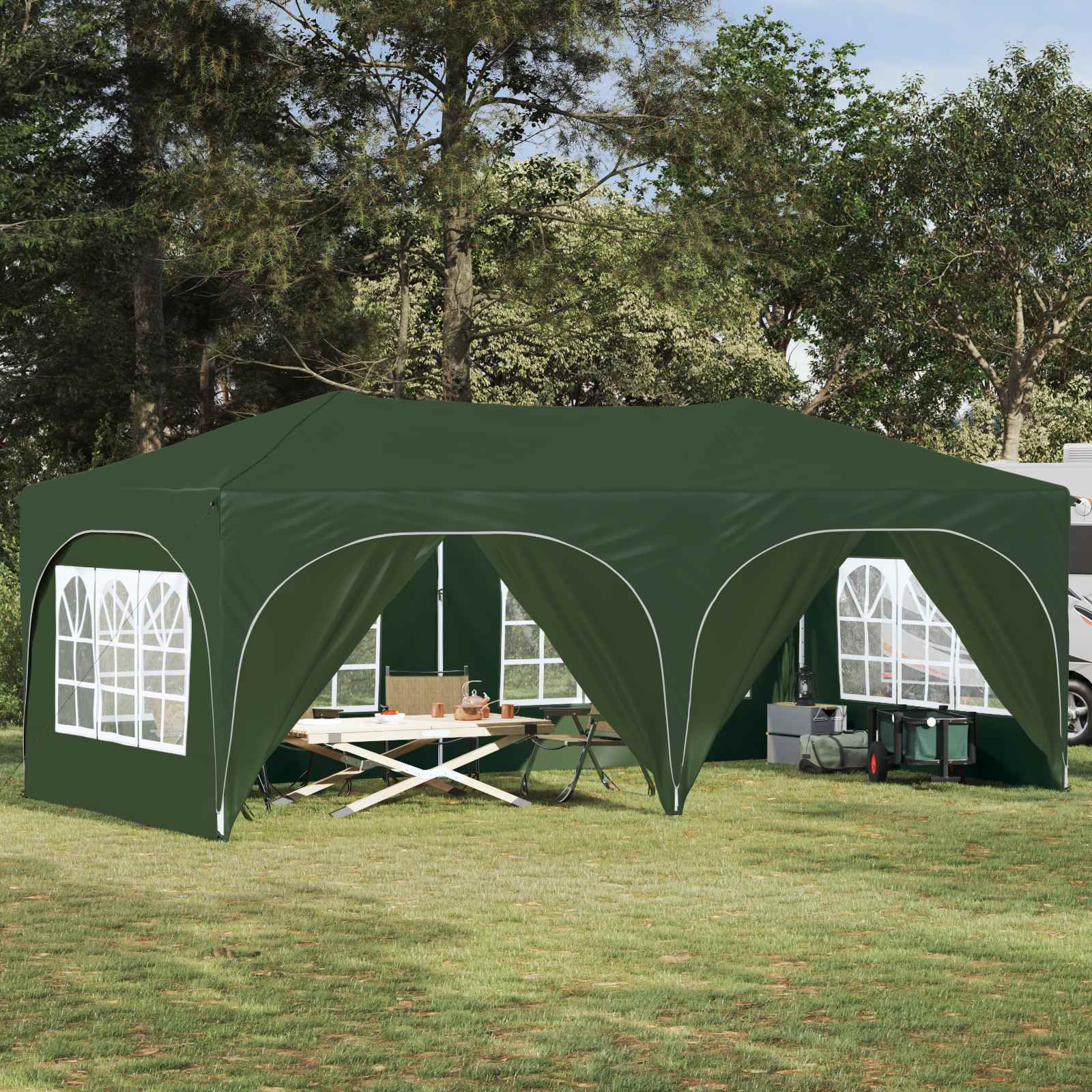 Rastezljivi šator za zabave Zelena 575 x 288 x 245 cm