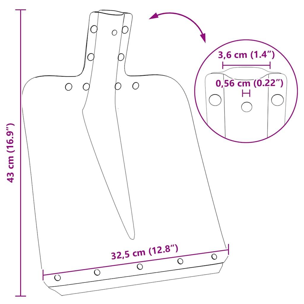 Glava lopate Srebrno 43 x 32,5 cm Aluminij