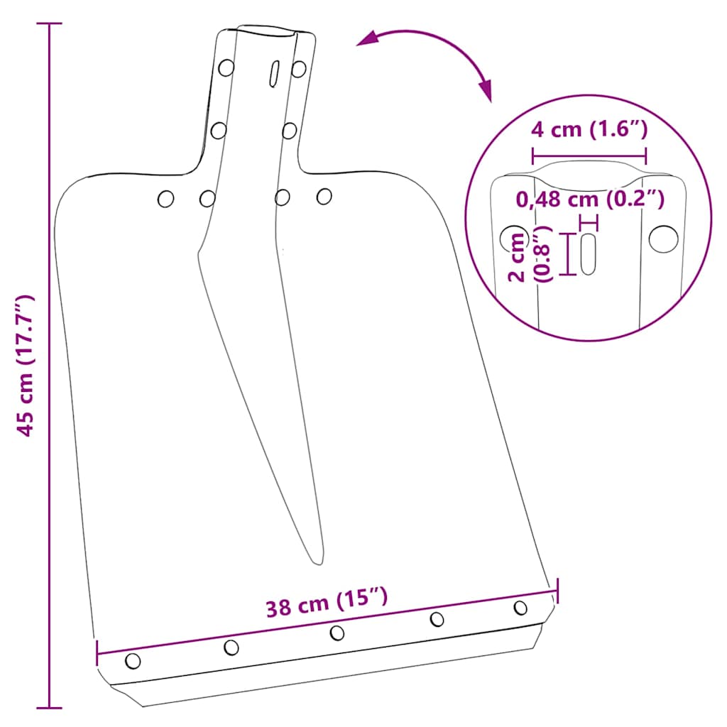Glava lopate Srebrno 45 x 38 cm Aluminij