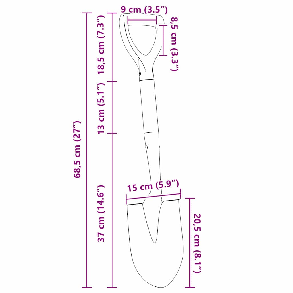 Lopata Crna 68,5 cm Čelik s premazom i čvrsto drvo