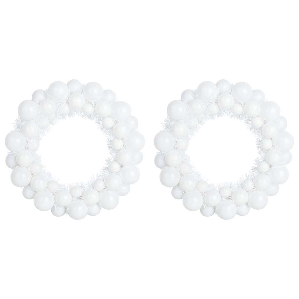 Vijenci s božićnim kuglicama 2 pcs Bijelo 33 x 33 x 7 cm